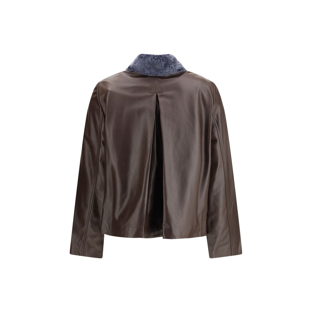 Marni Braune Lederjacke