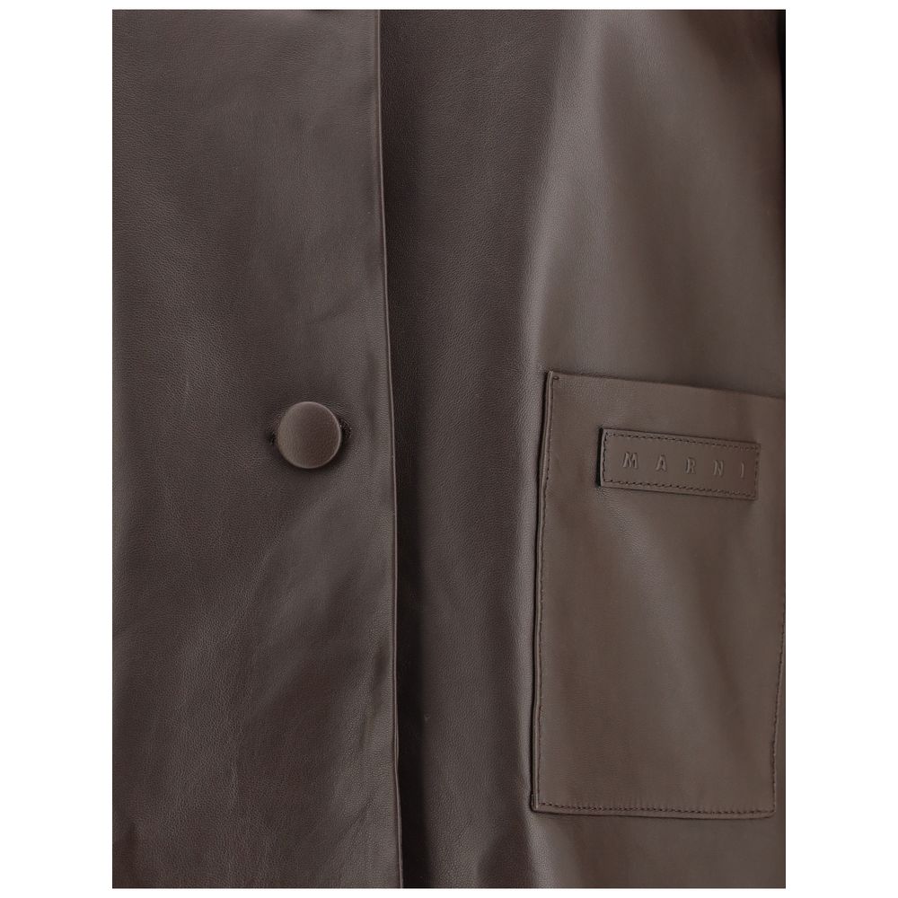 Marni Braune Lederjacke