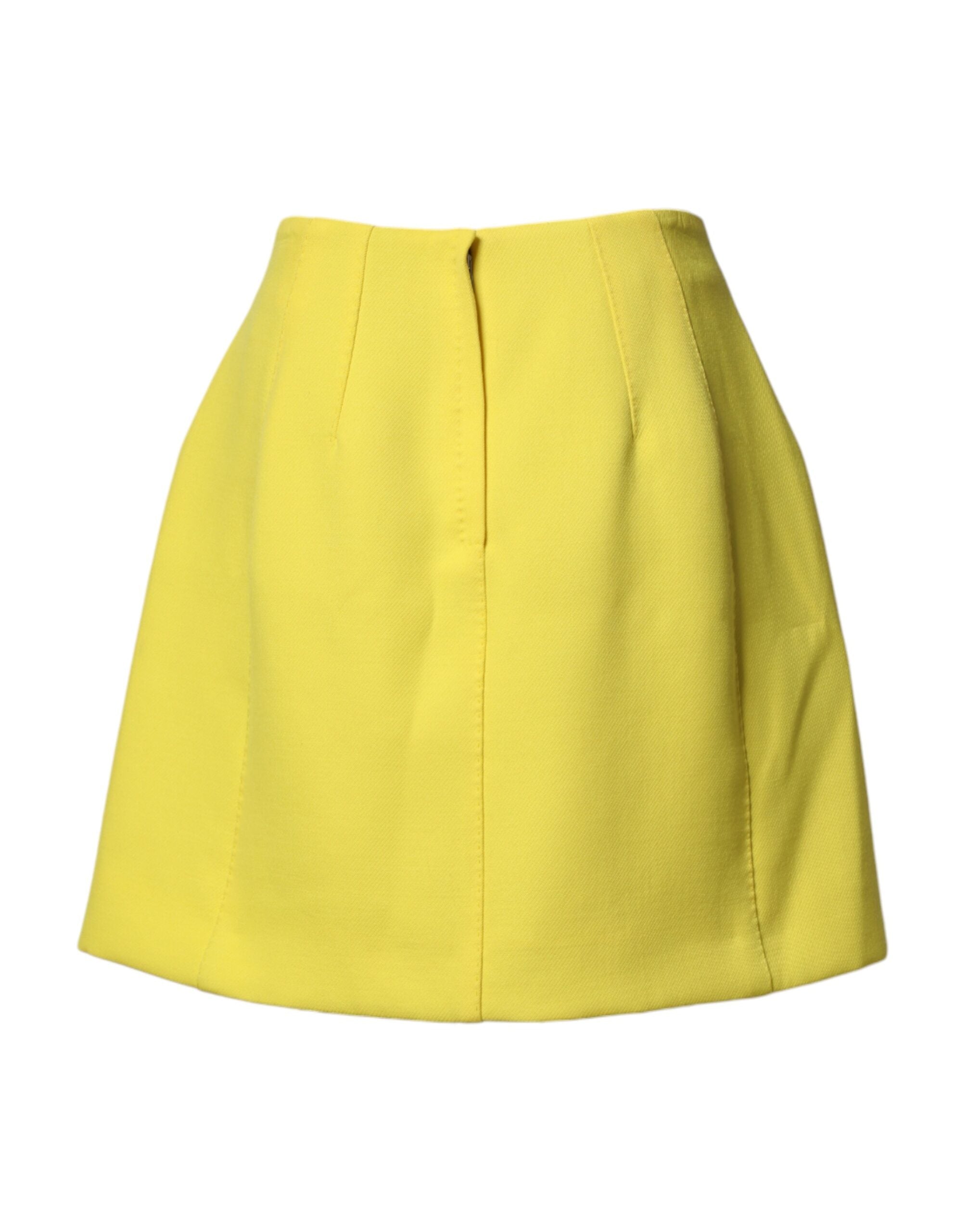 Dolce & Gabbana Gelber Wollrock mit Knöpfen und hoher Taille