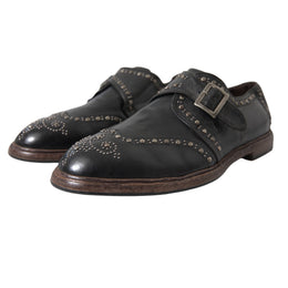 Dolce & Gabbana Schwarze Leder-Monk-Schuhe mit Nieten