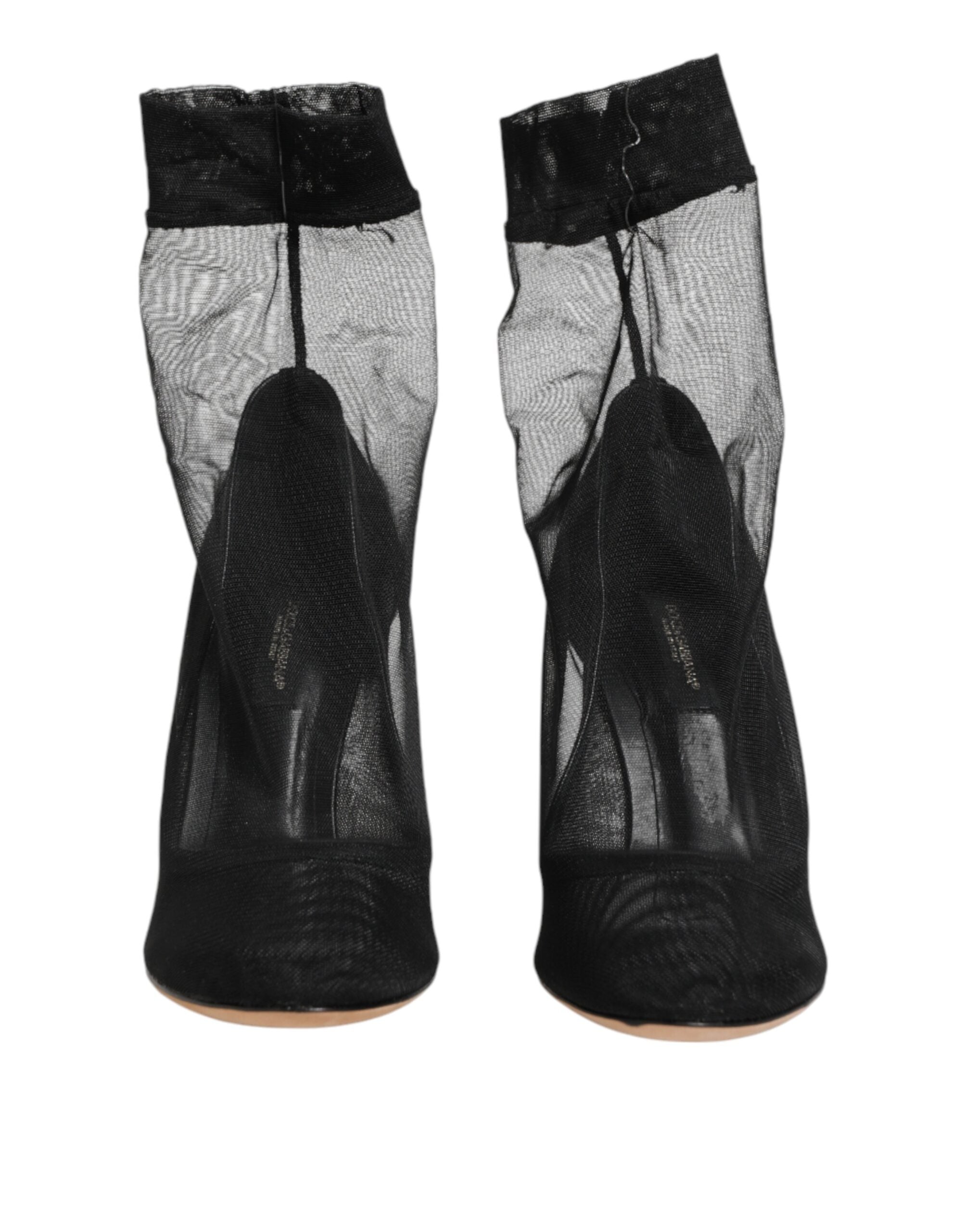Dolce & Gabbana Schwarze Sockenstiefel aus Stretch-Nylon-Mesh