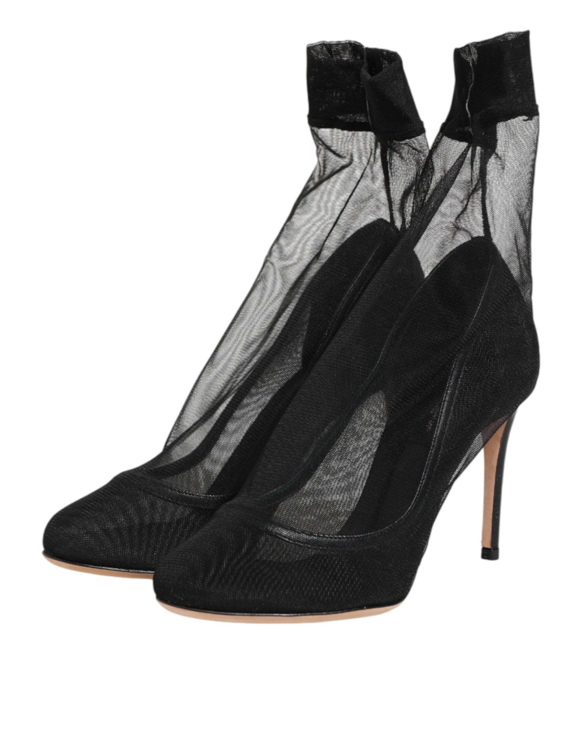 Dolce & Gabbana Schwarze Sockenstiefel aus Stretch-Nylon-Mesh