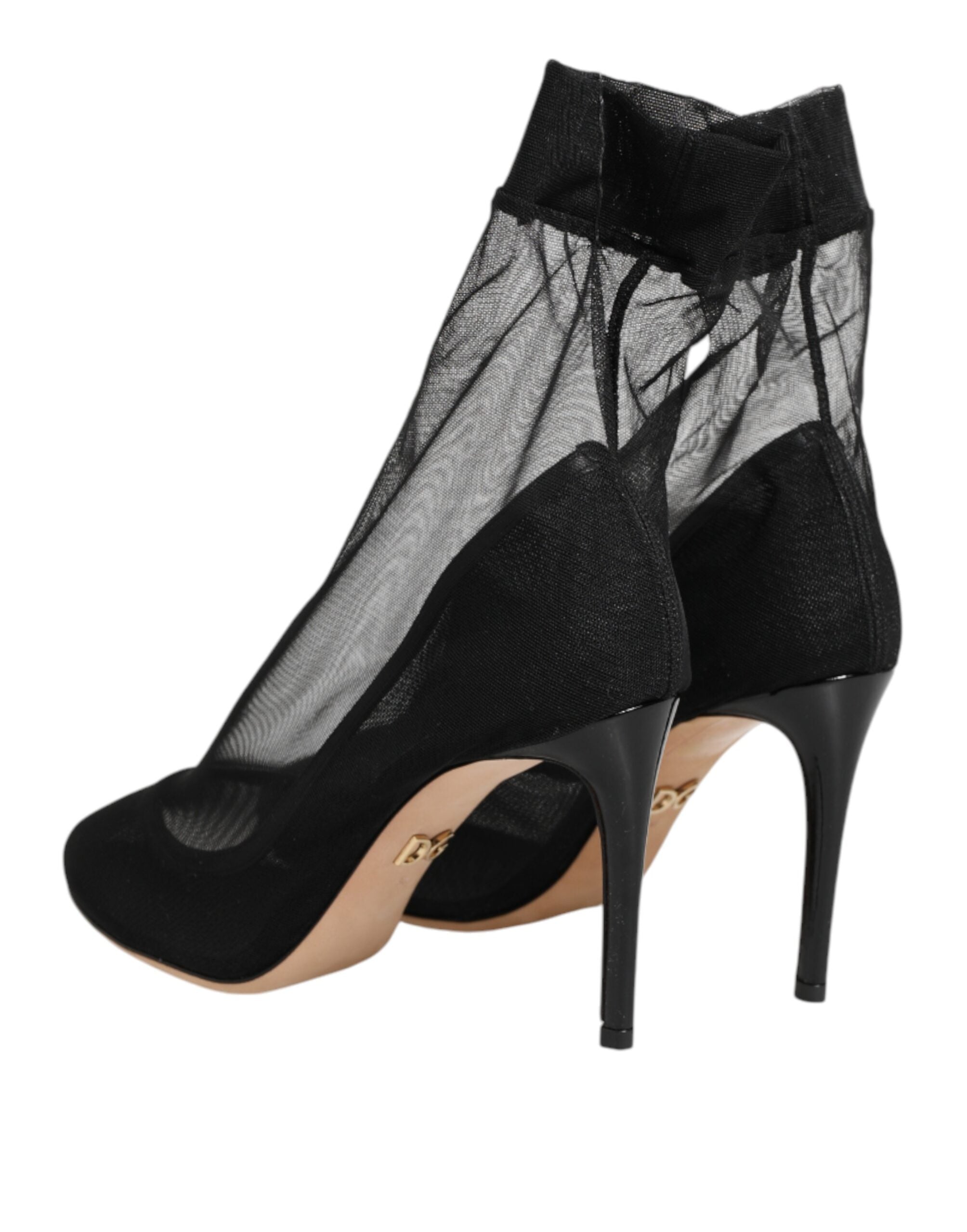 Dolce & Gabbana Schwarze Sockenstiefel aus Stretch-Nylon-Mesh