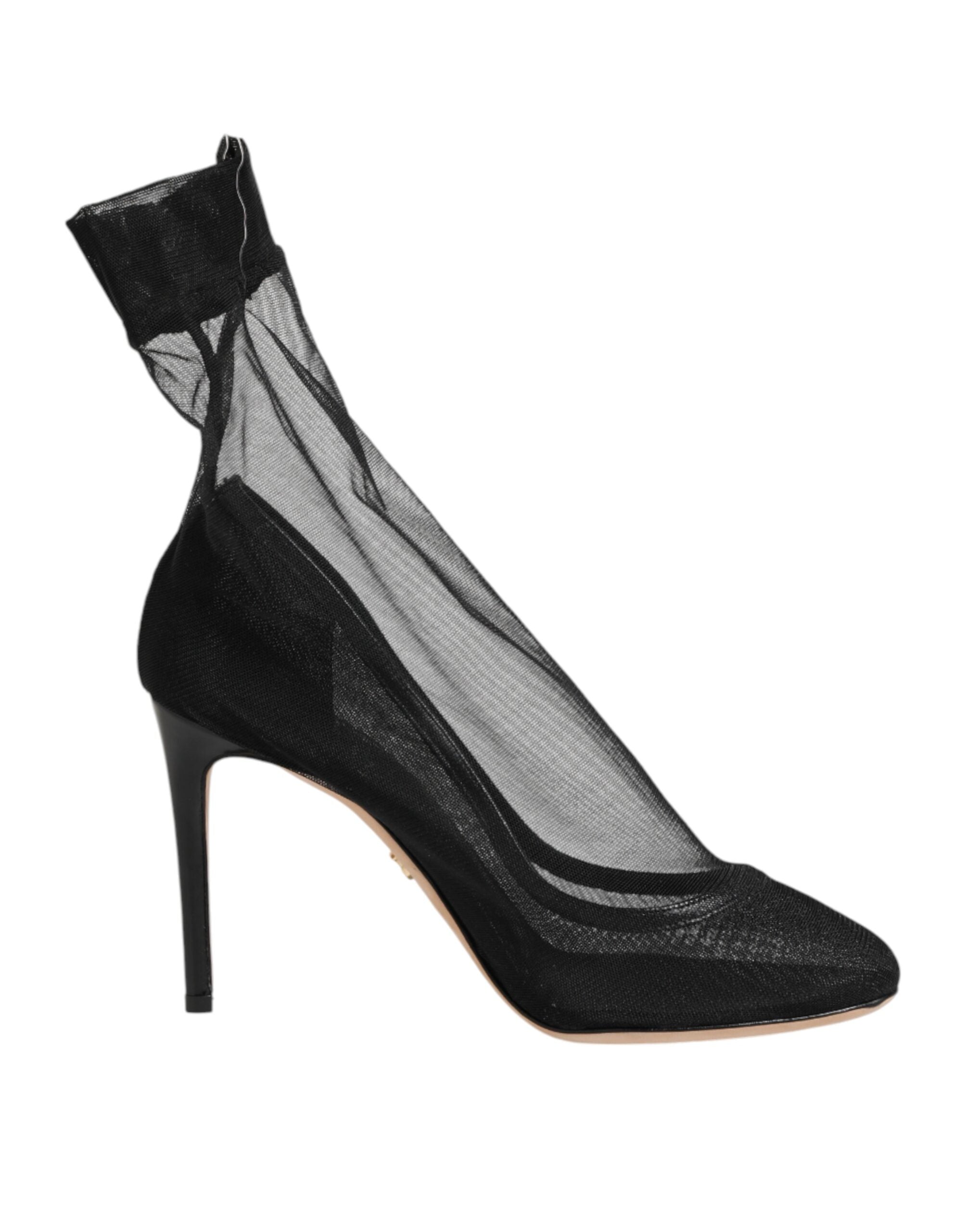 Dolce & Gabbana Schwarze Sockenstiefel aus Stretch-Nylon-Mesh
