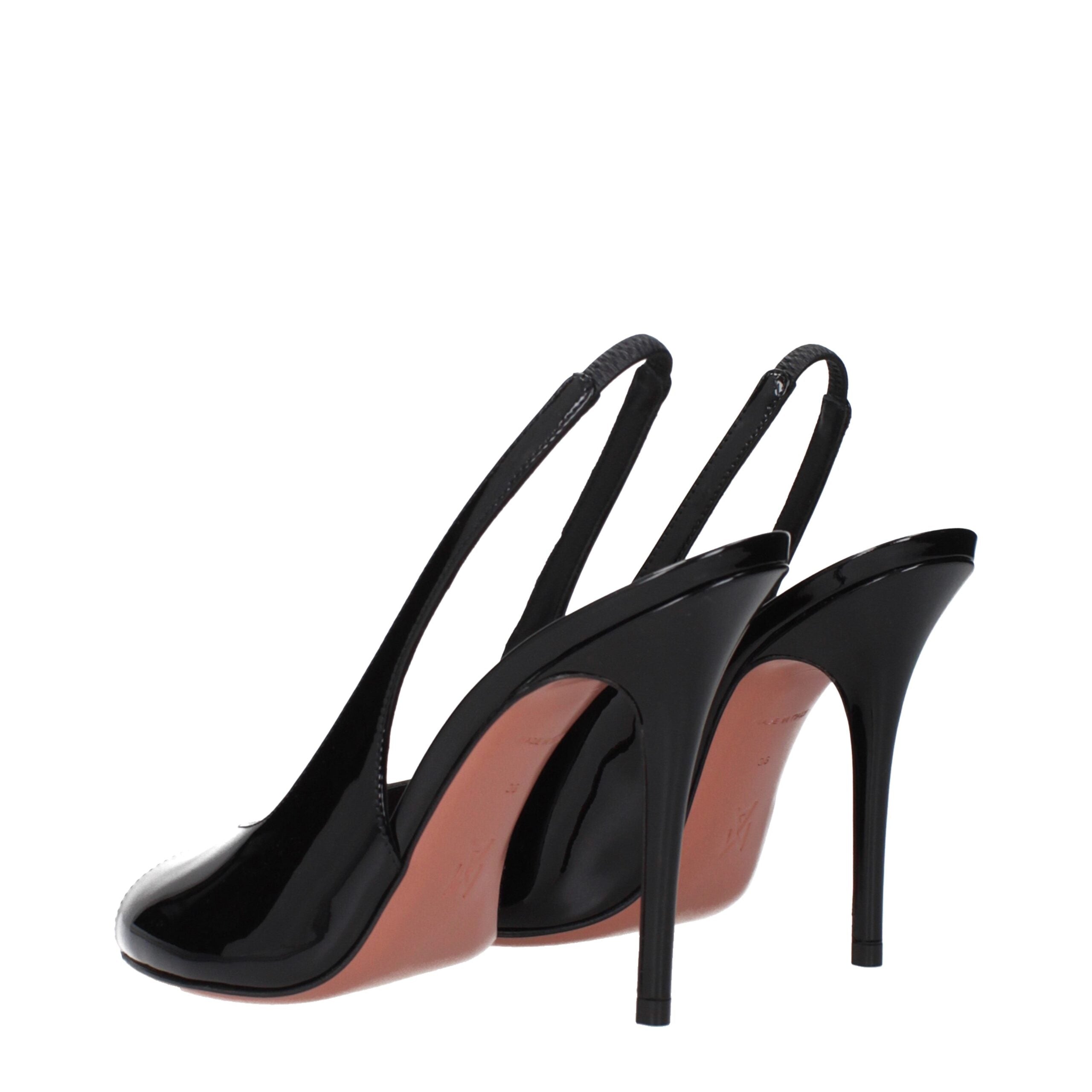 Amina Muaddi Schwarze Leder-Stiletto-Sandalen
