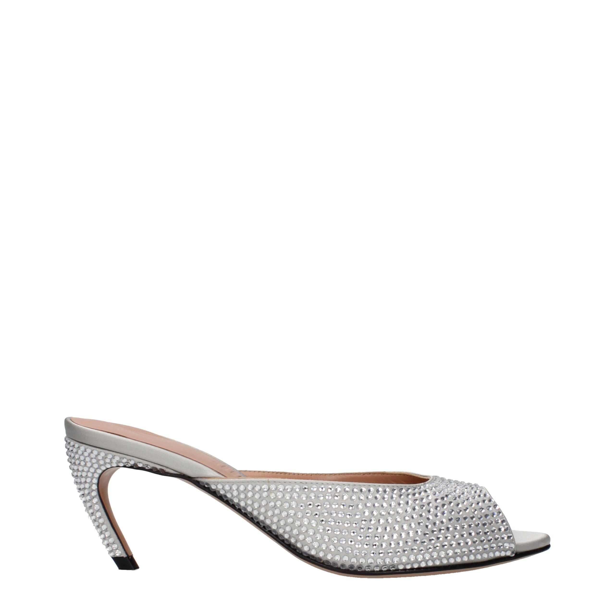 The Attico Silberne Satin-Stilettosandalen