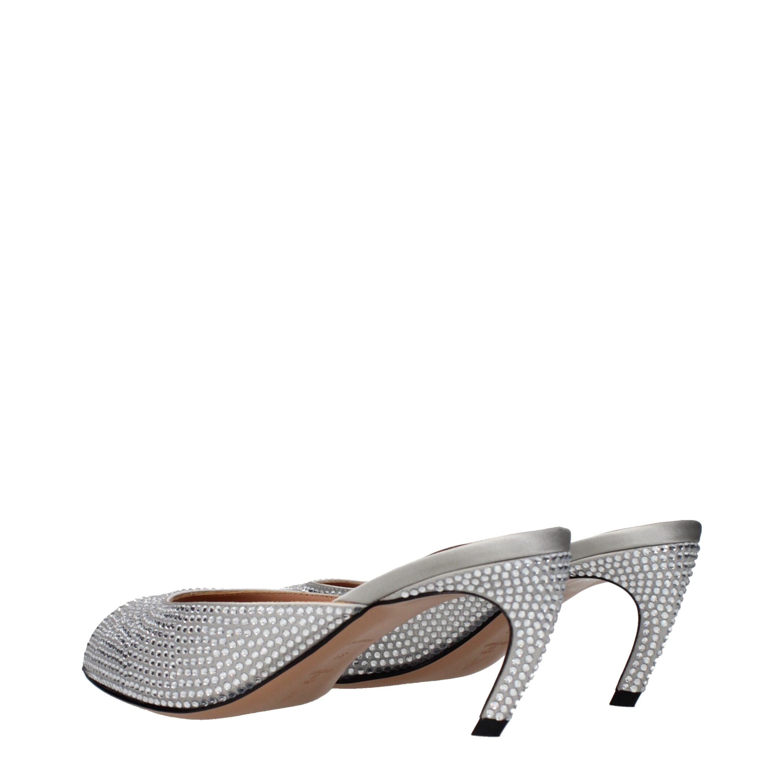 The Attico Silberne Satin-Stilettosandalen