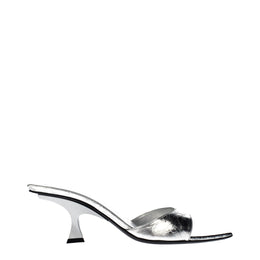 The Attico Graue Leder-Sandalen mit flachem Absatz