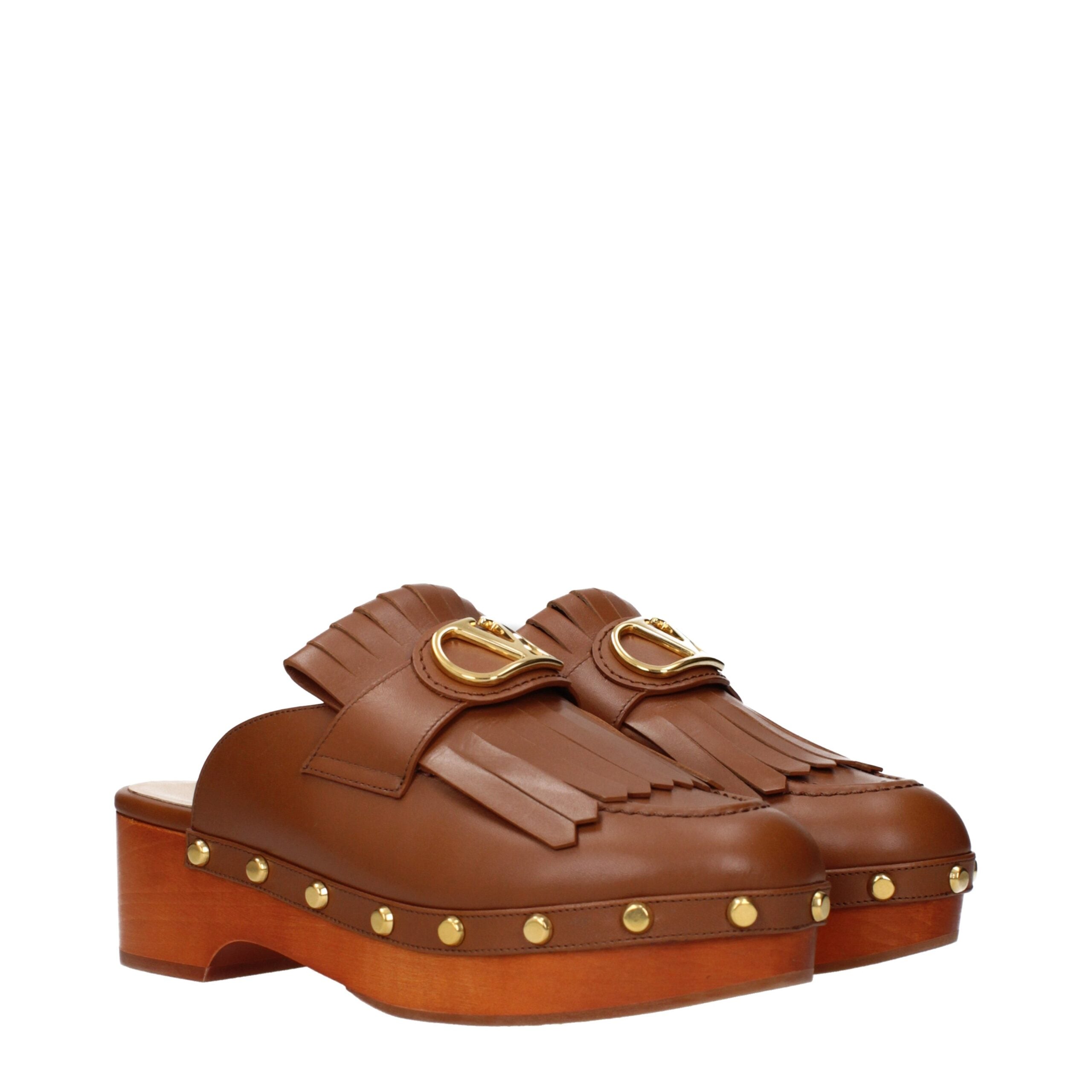 Valentino Garavani Braune Leder-Slipper