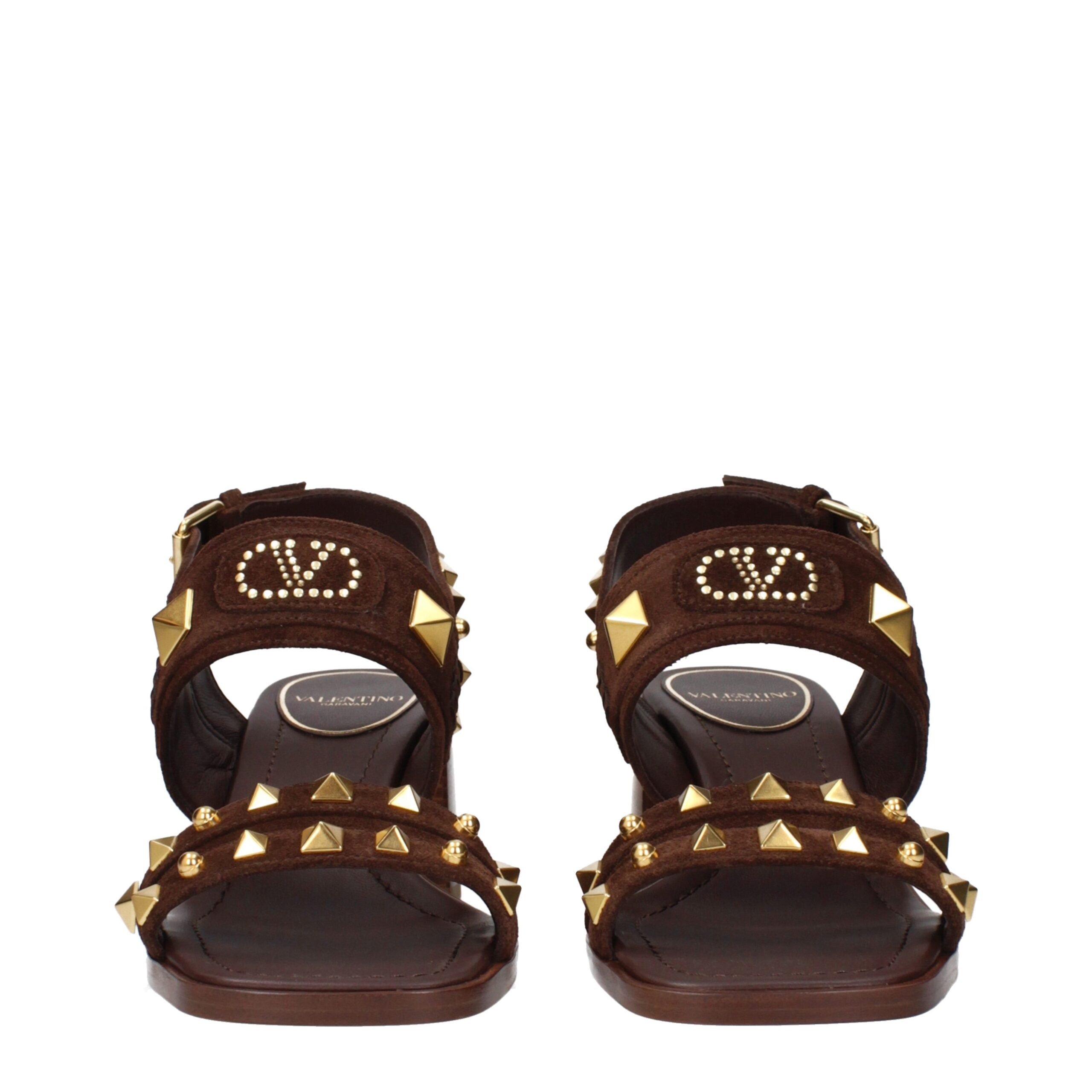 Valentino Garavani Braune Ledersandalen mit Riemen