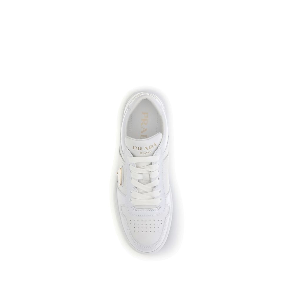 Prada Weiße Bos Taurus Kalbsleder Plateau-Sneaker
