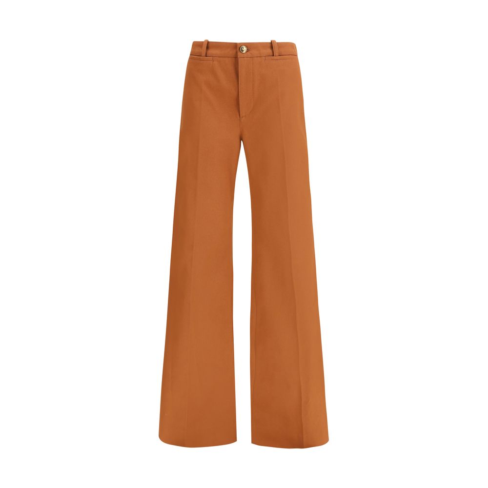 Chloé Braune Baumwollhose mit ausgestelltem Bein