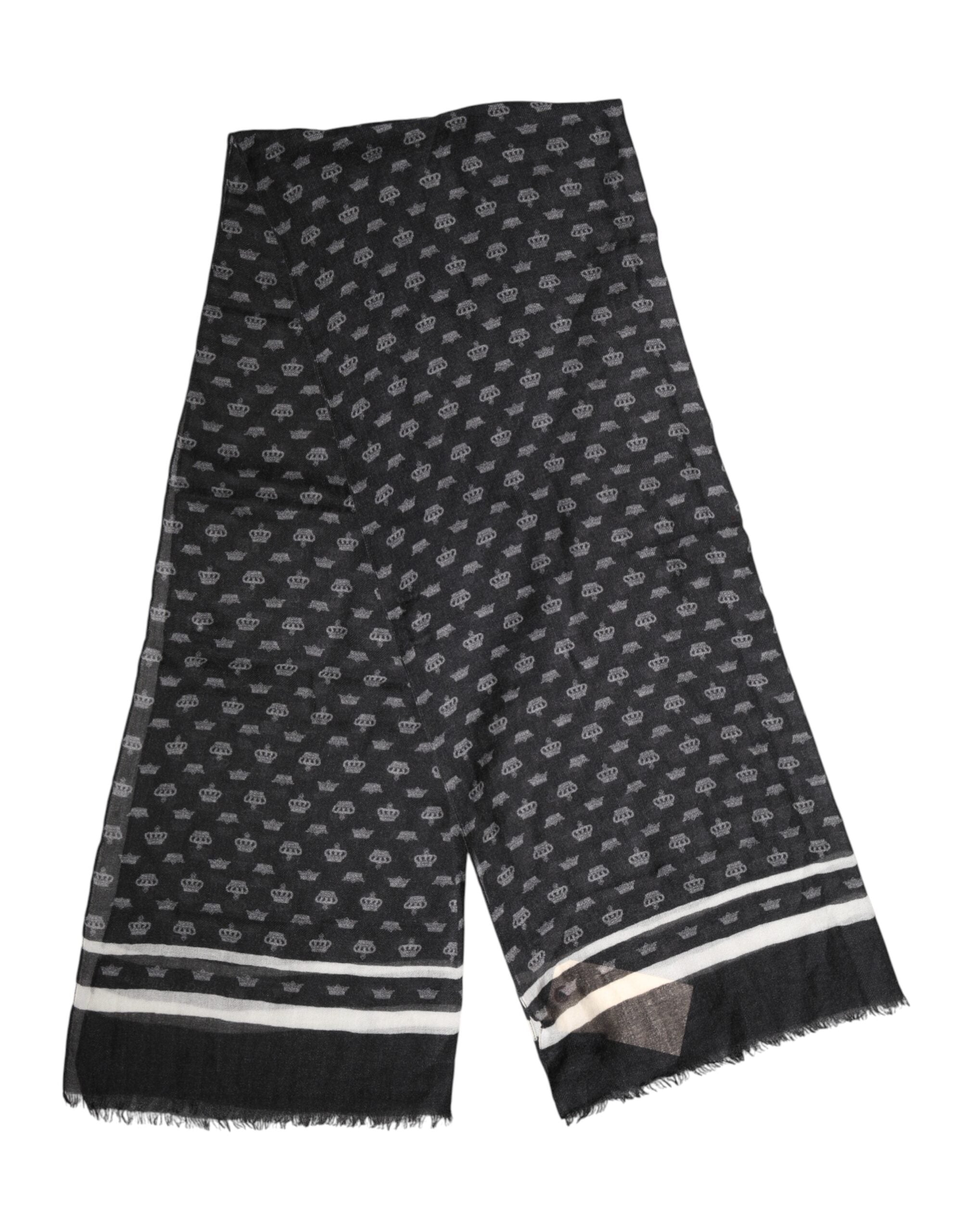 Dolce & Gabbana Schwarzer Kaschmir-Halstuch-Schal mit Krone