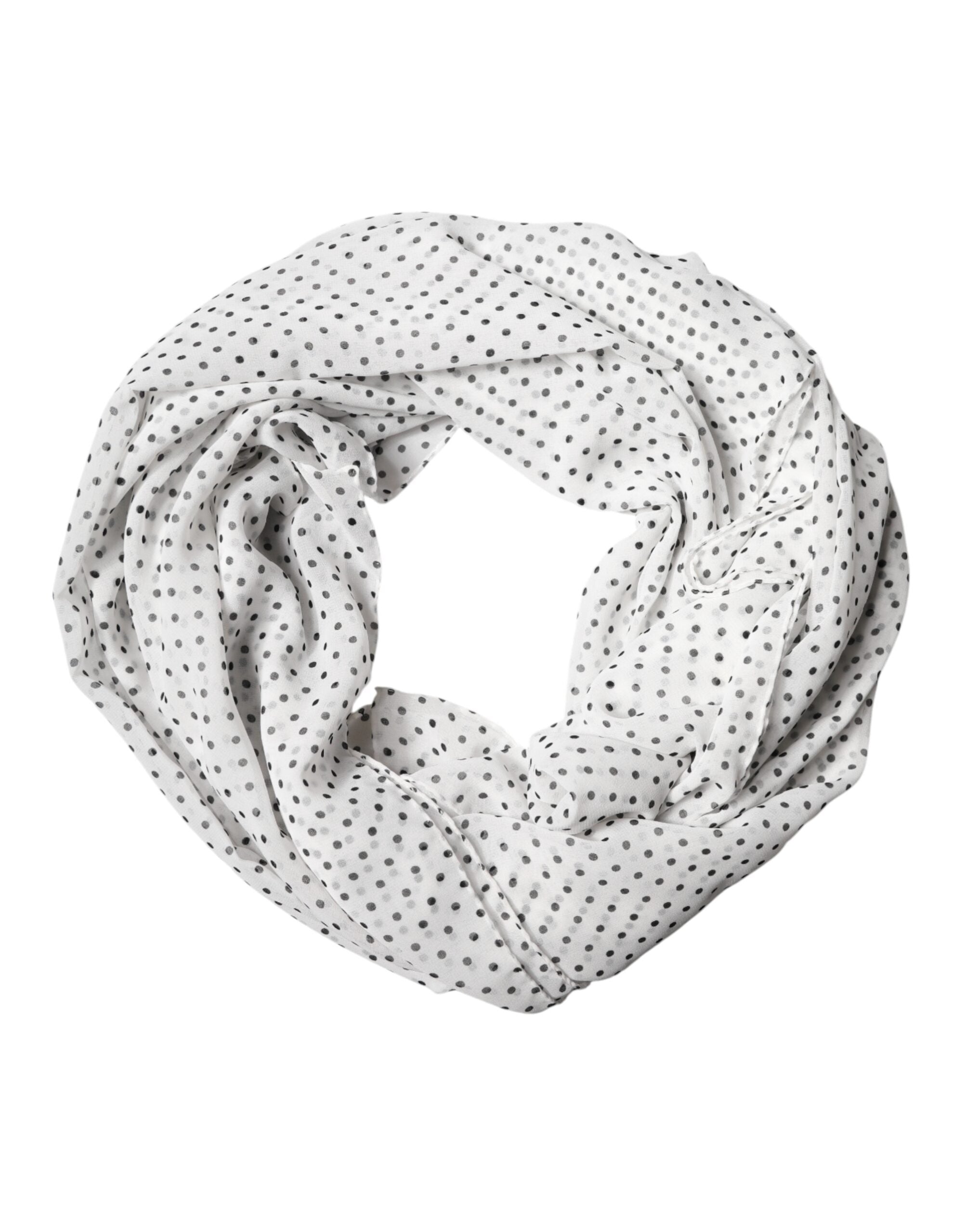 Dolce & Gabbana Weiße Polka Dot Schal aus Polyester
