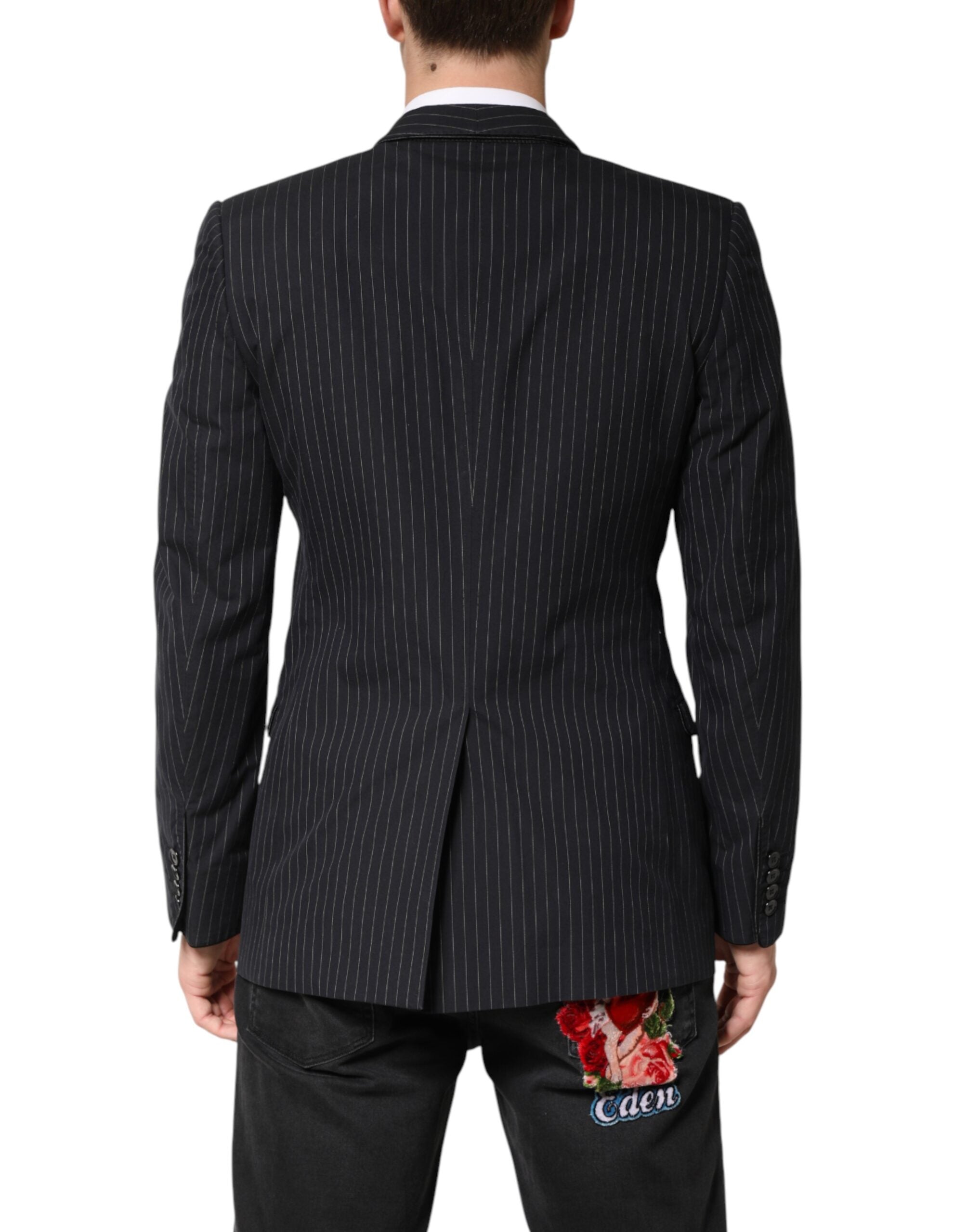 Dolce & Gabbana Schwarzer Nadelstreifen-Sakko mit einem Knopf