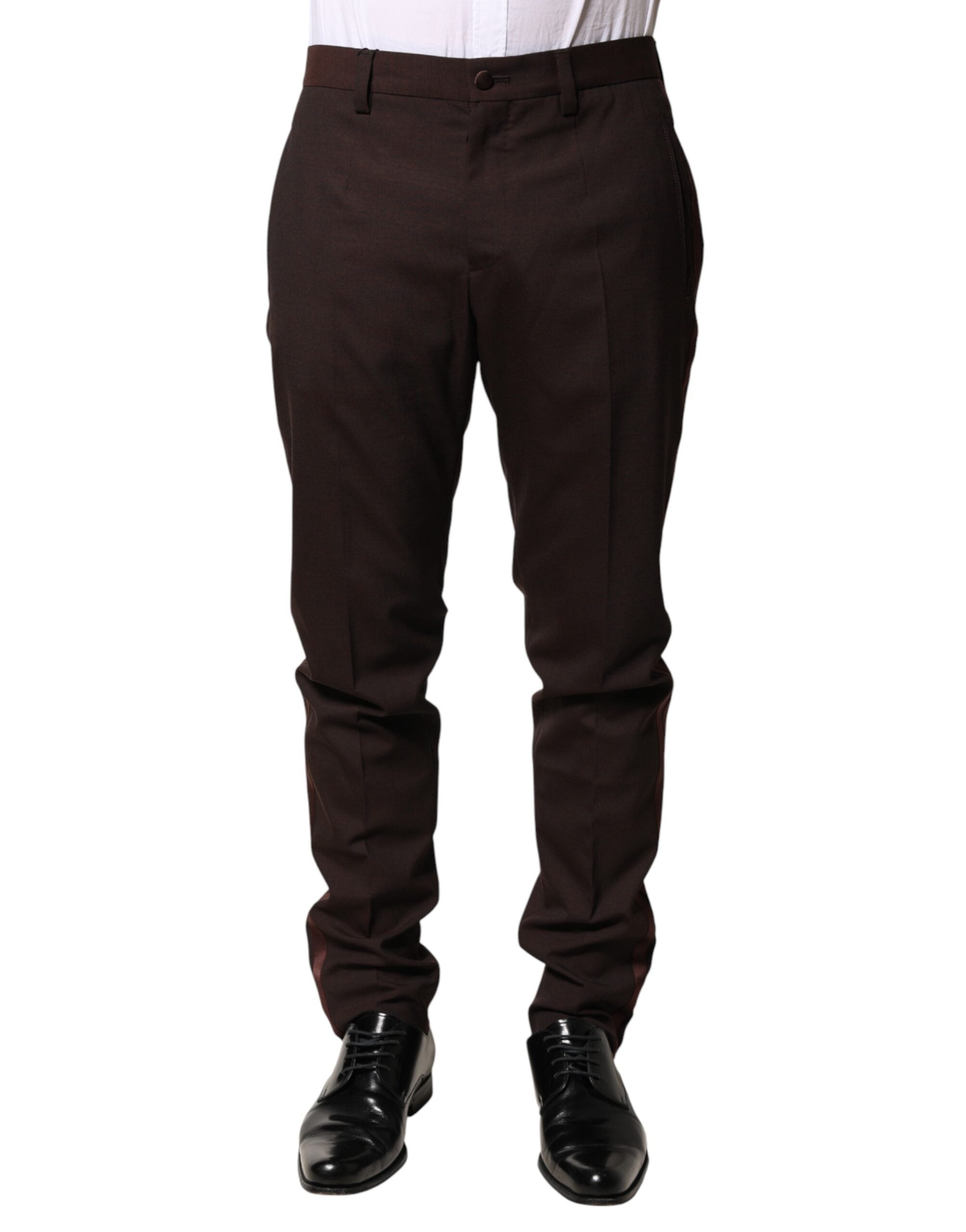 Dolce & Gabbana Braune Herren-Anzughose aus Polyester