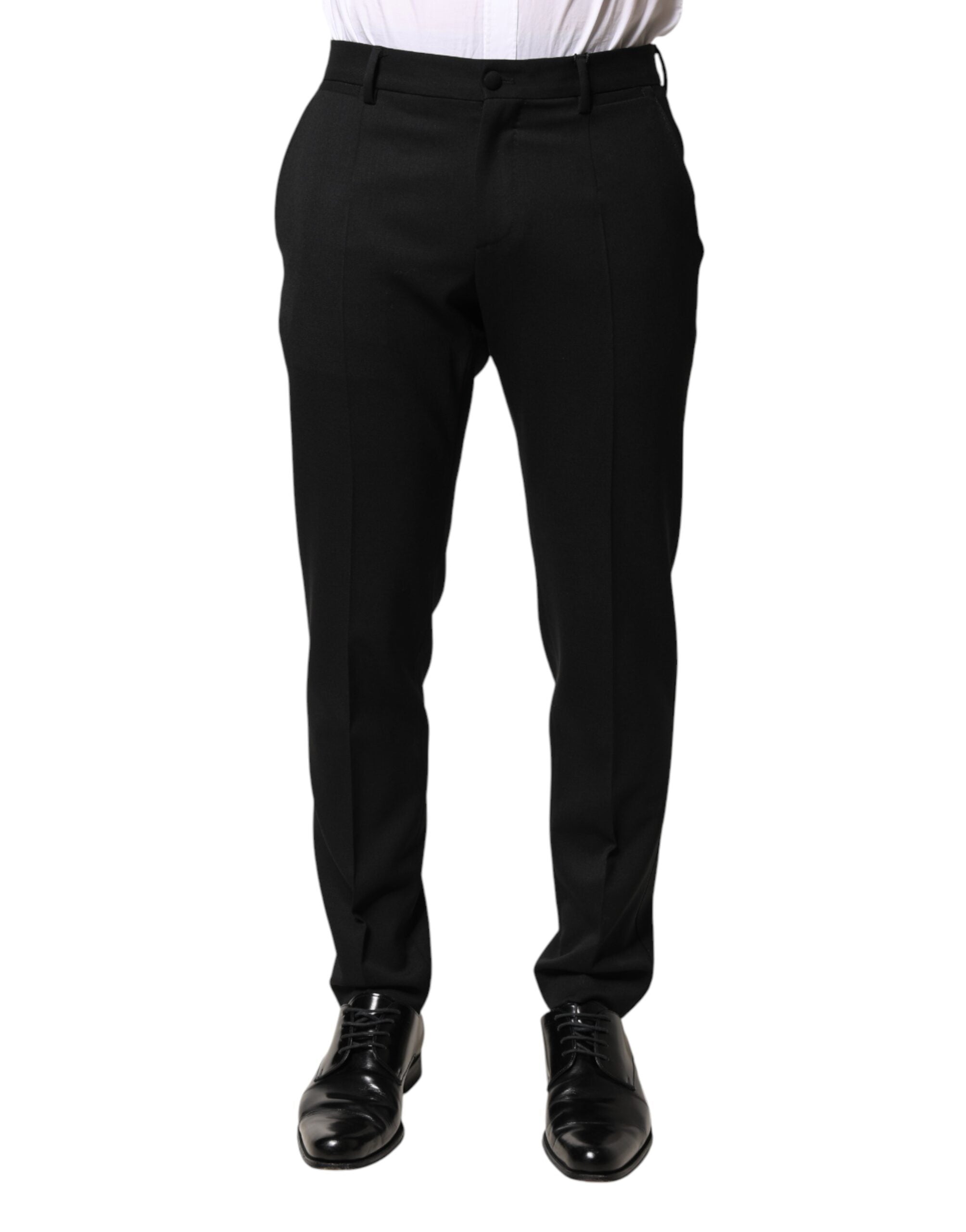 Dolce & Gabbana Schwarze Wollhose für Herren mit mittlerer Taille
