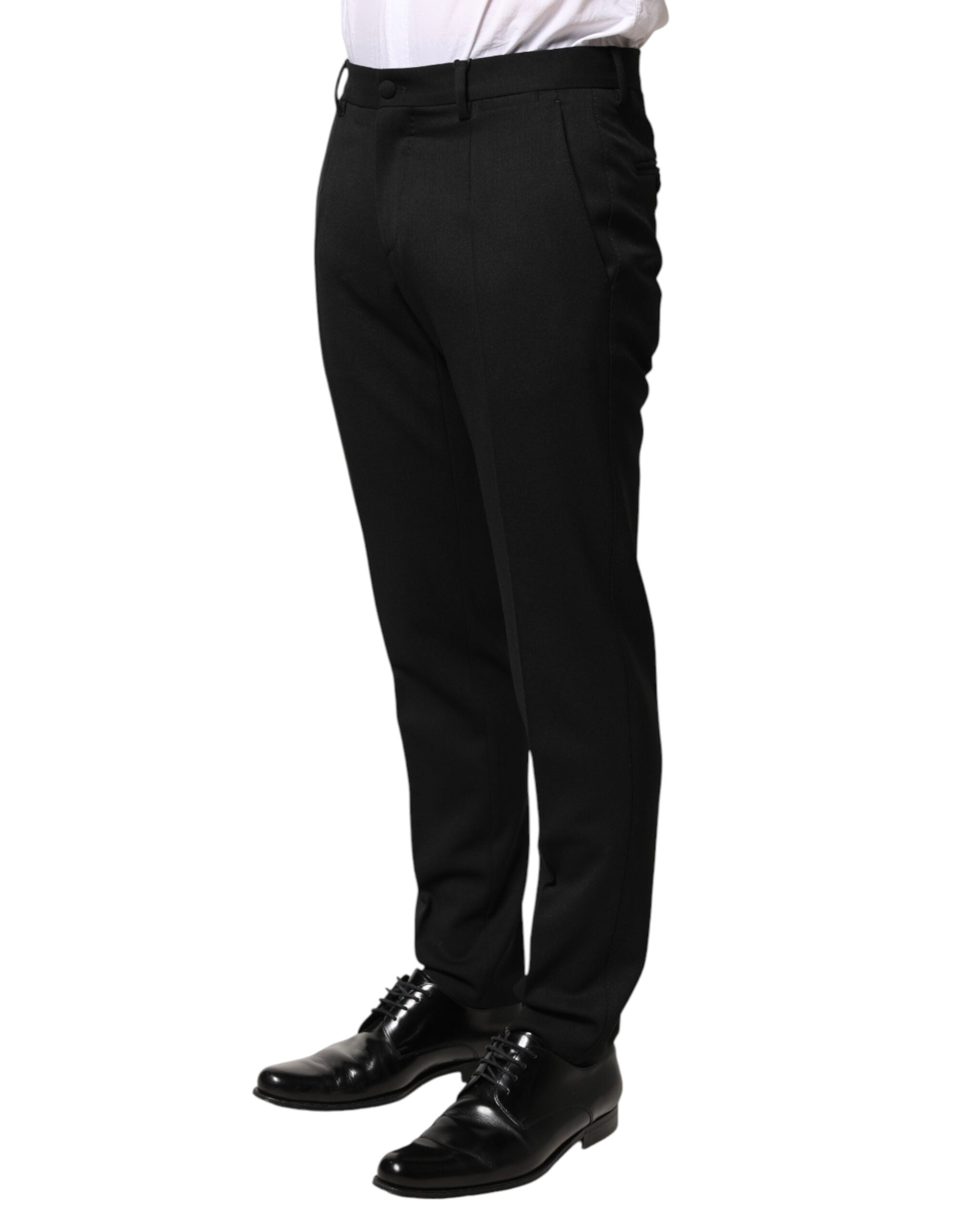 Dolce & Gabbana Schwarze Wollhose für Herren mit mittlerer Taille