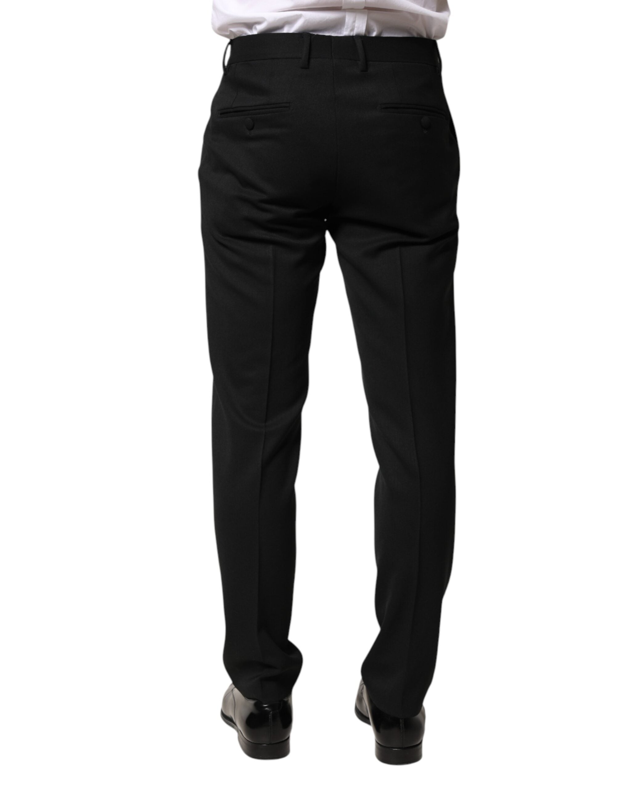 Dolce & Gabbana Schwarze Wollhose für Herren mit mittlerer Taille