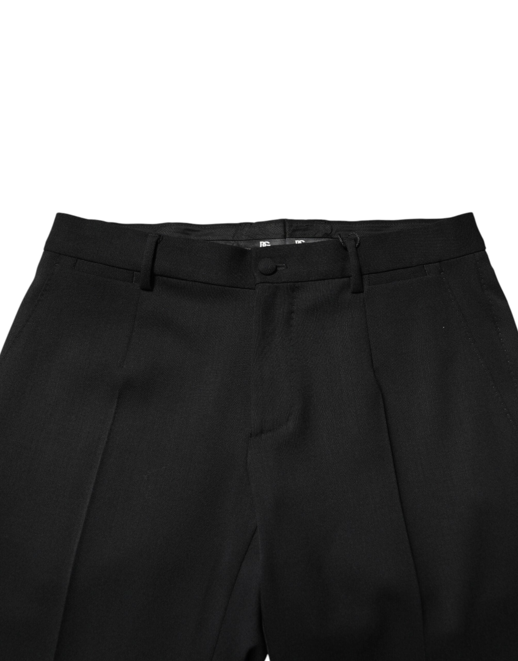 Dolce & Gabbana Schwarze Wollhose für Herren mit mittlerer Taille