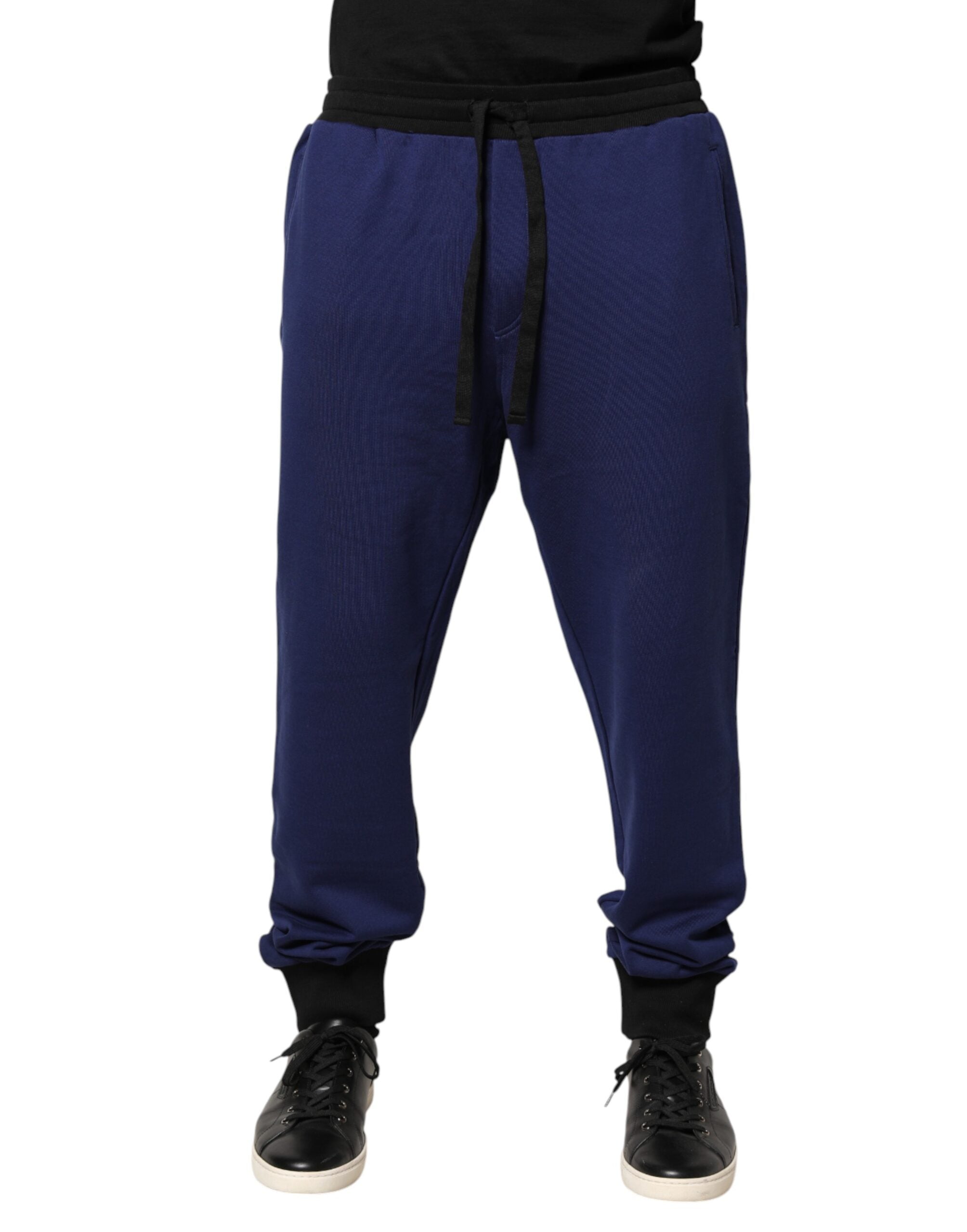 Dolce & Gabbana Blaue Baumwoll-Jogginghose mit mittlerer Taille
