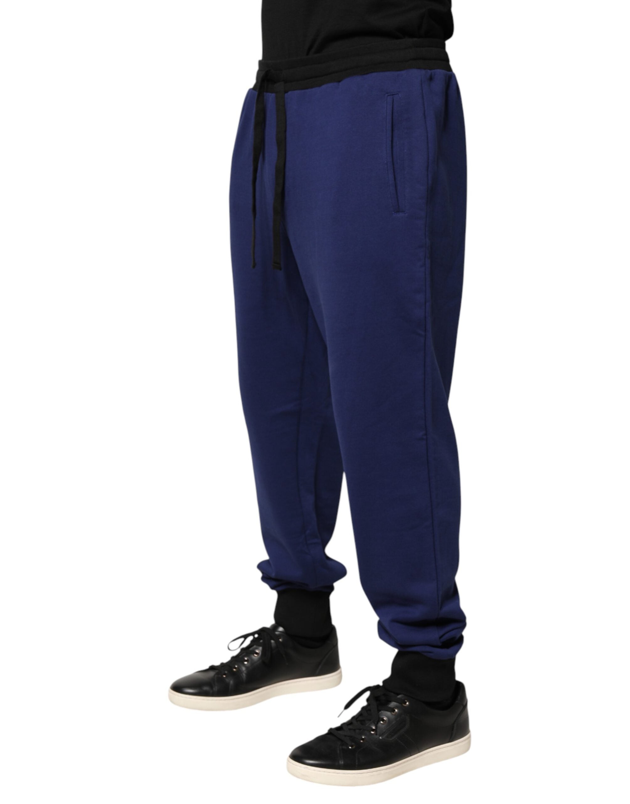 Dolce & Gabbana Blaue Baumwoll-Jogginghose mit mittlerer Taille