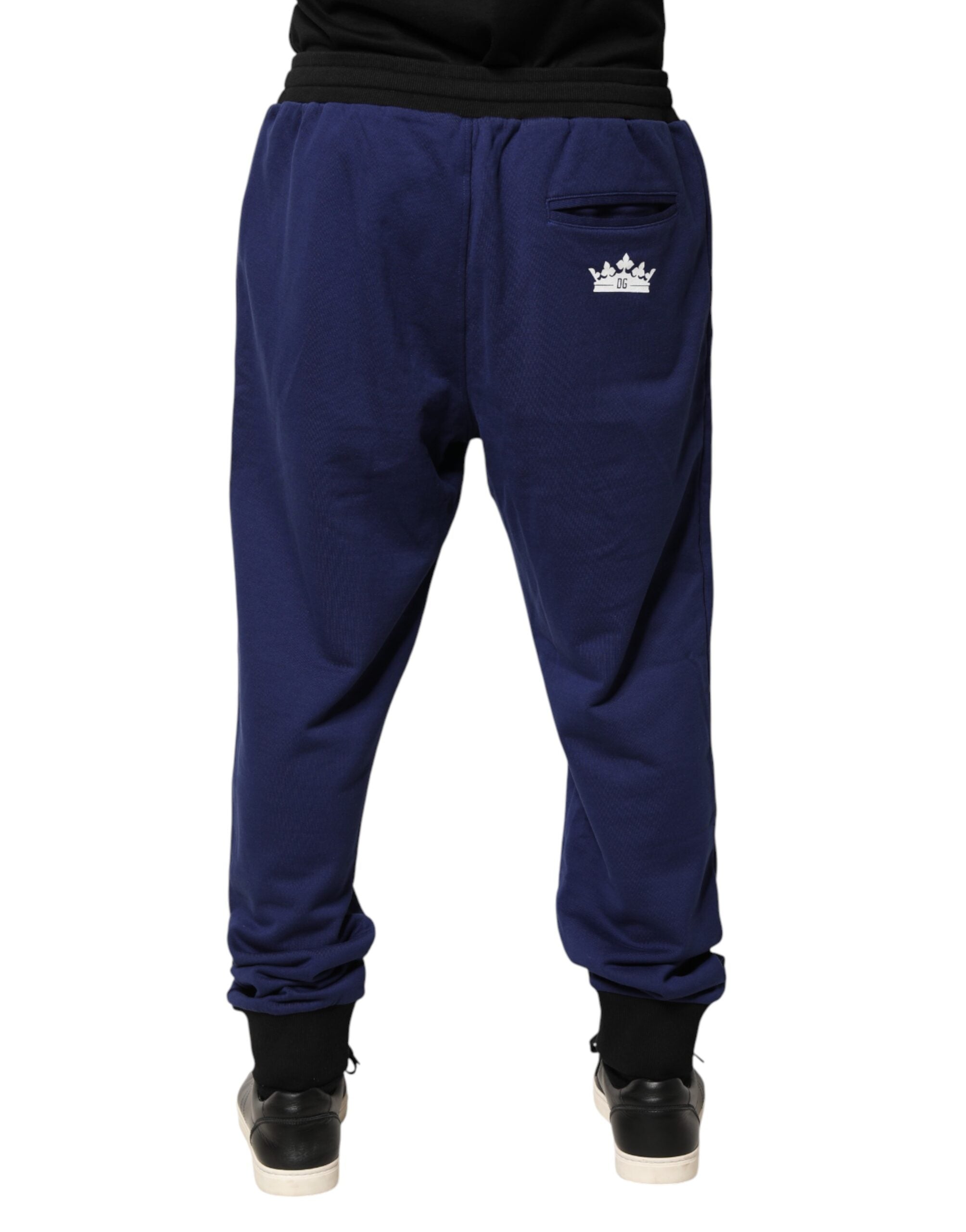 Dolce & Gabbana Blaue Baumwoll-Jogginghose mit mittlerer Taille