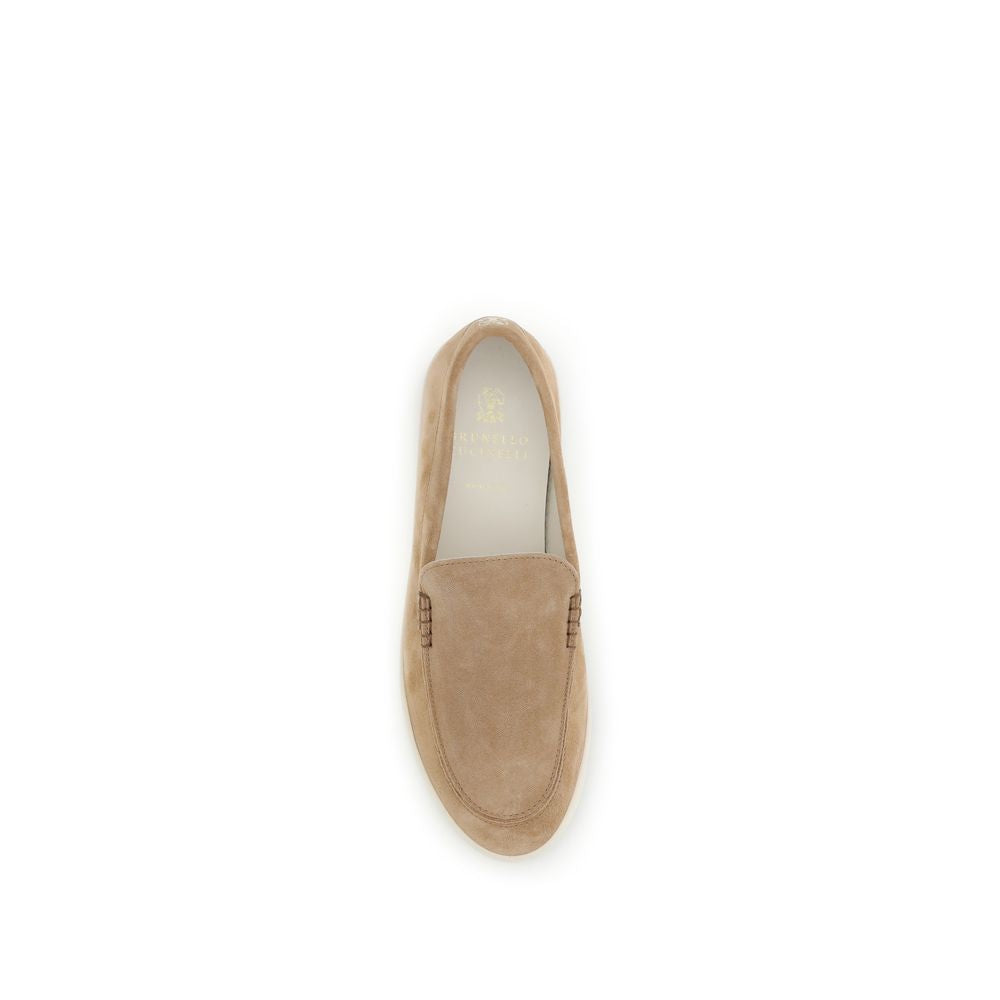 Brunello Cucinelli Beige Kalbsleder Bos Taurus Slipper-Loafer