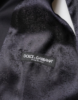Dolce & Gabbana Schwarzer Woll-Anzug im 3-Teiler-Design mit Einreiher