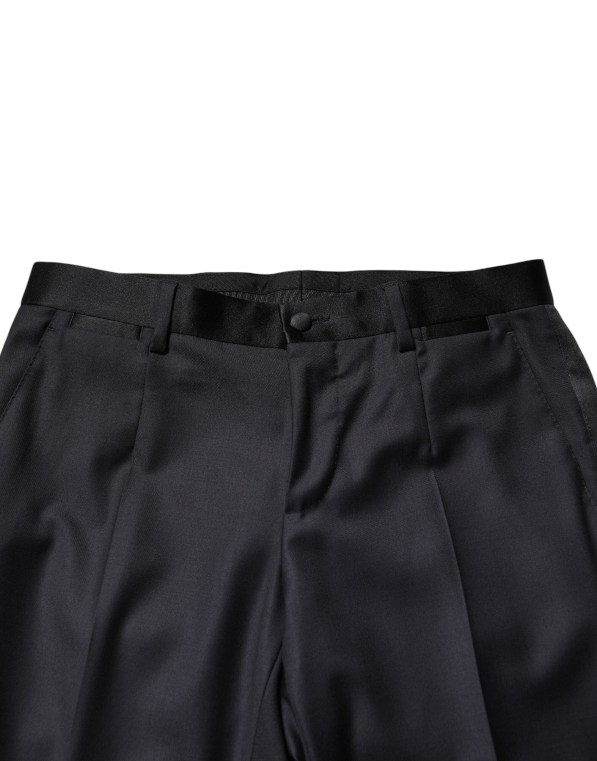 Dolce & Gabbana Schwarzer Woll-Anzug im 3-Teiler-Design mit Einreiher