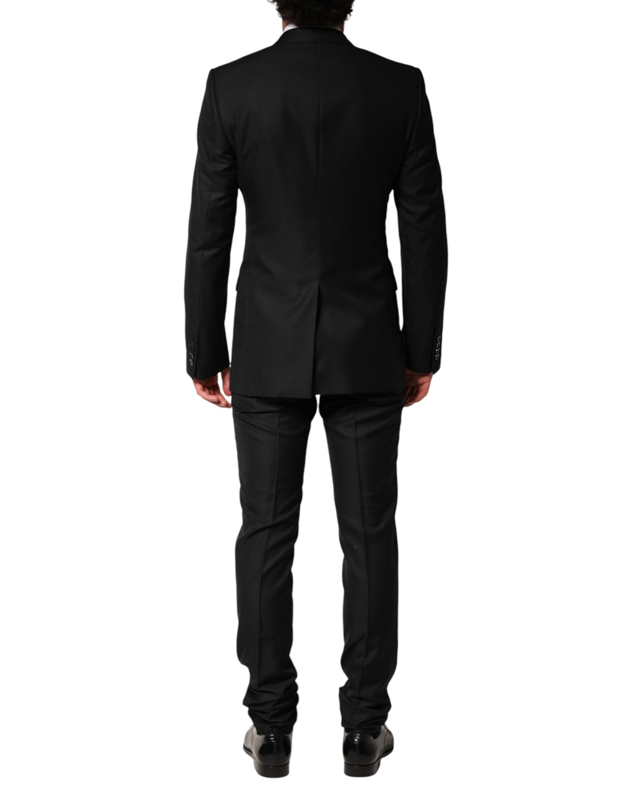 Dolce & Gabbana Schwarzer bestickter einreihiger 2-teiliger Anzug