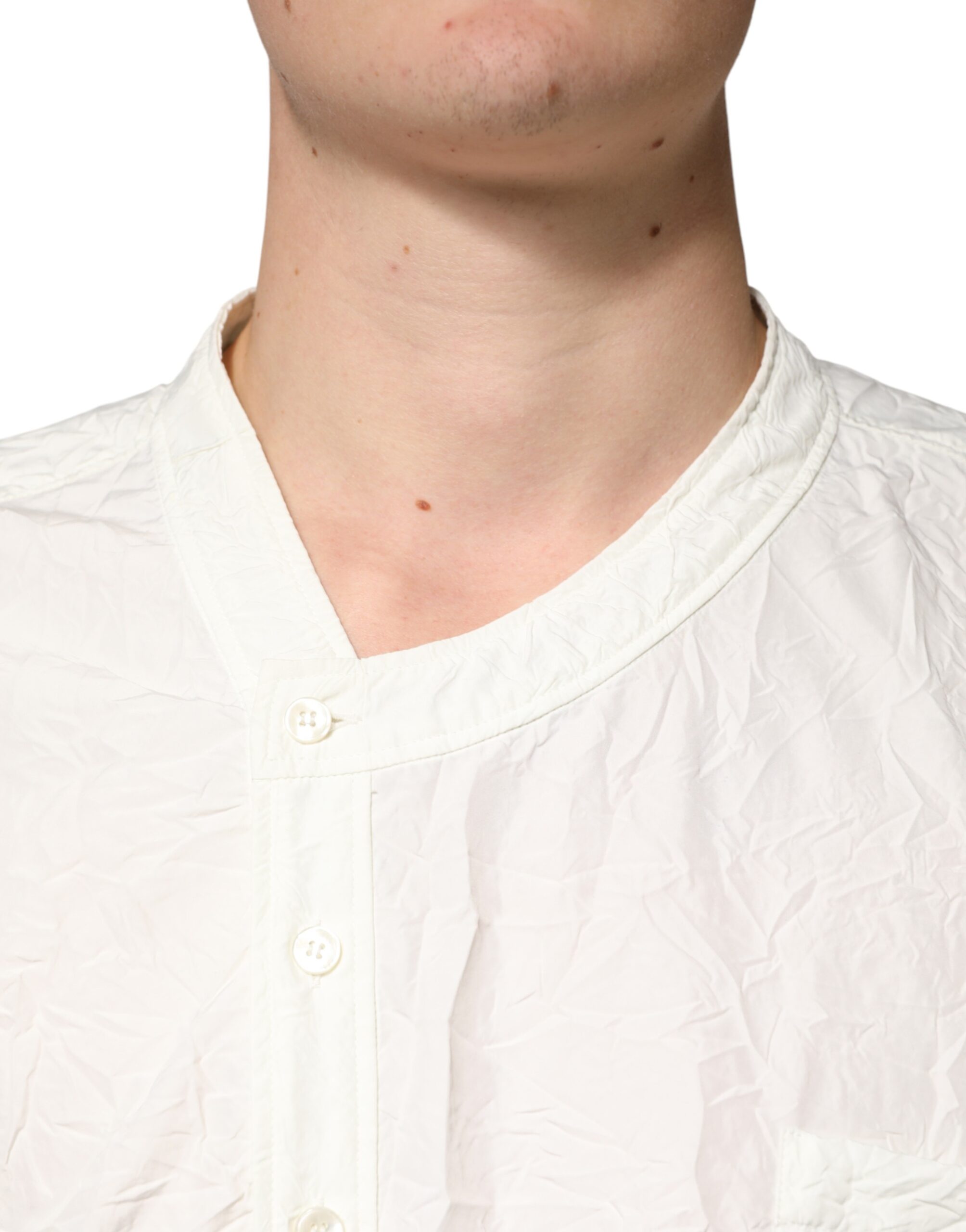 Dolce & Gabbana Weißes Herrenhemd aus Baumwolle mit langen Ärmeln