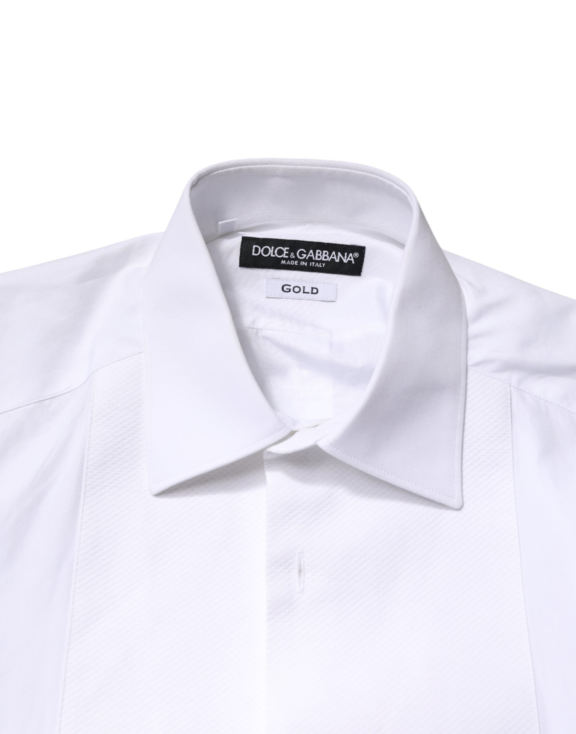 Dolce & Gabbana Weißes Hemd mit GOLD-Kragen für formelle Anlässe aus Baumwolle