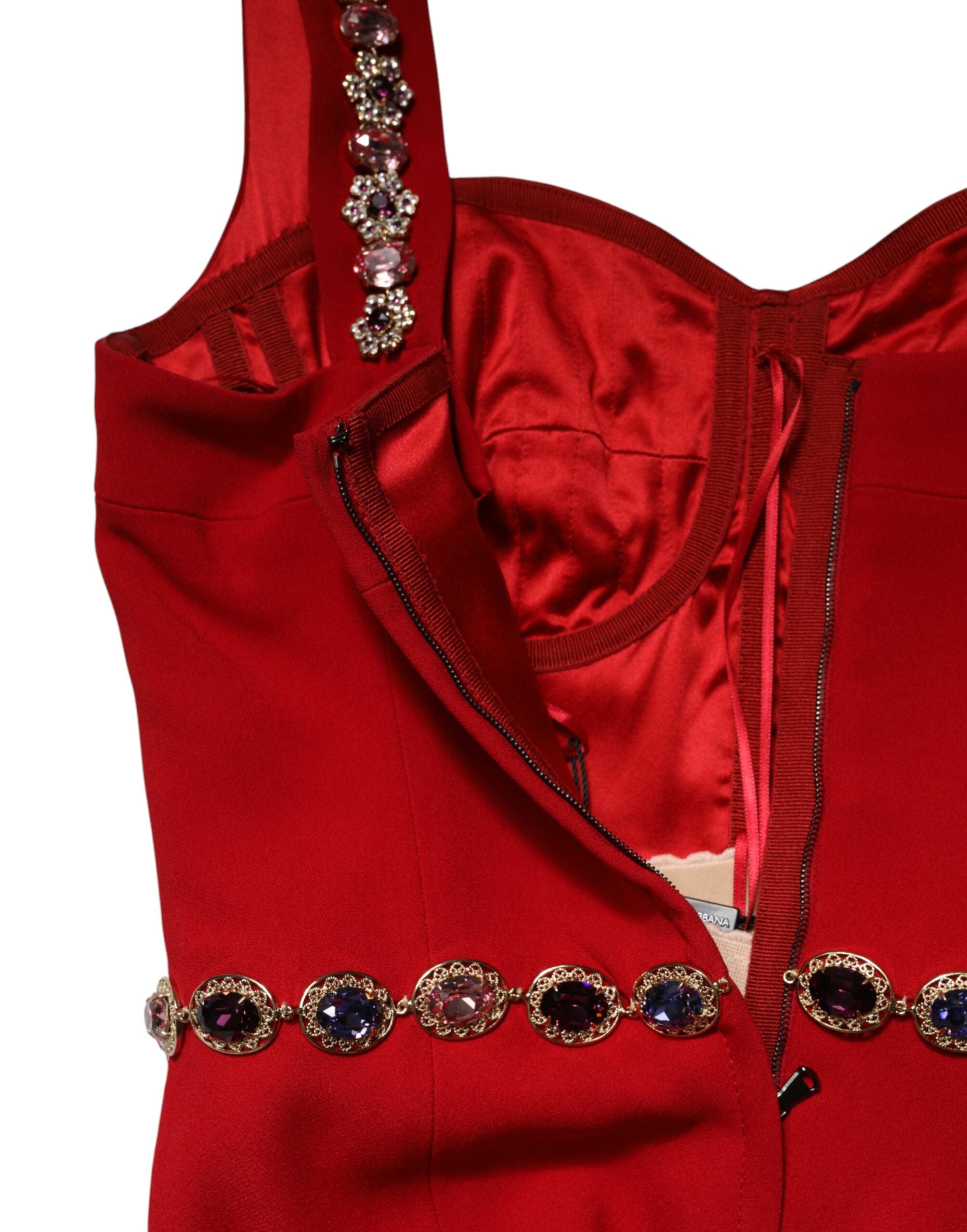 Dolce & Gabbana Rotes Verziertes Etui-Meerjungfrauen-Abendkleid
