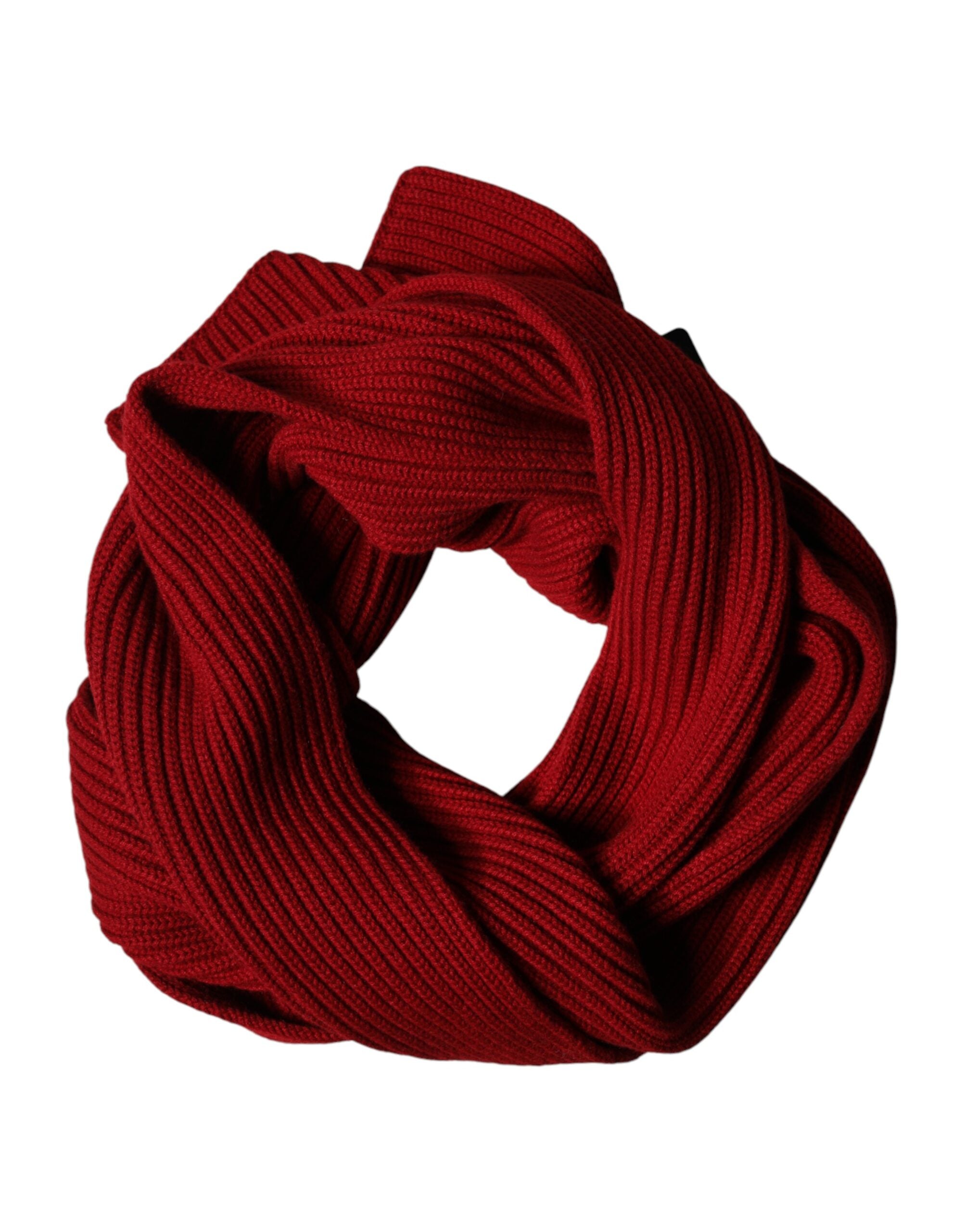 Dolce & Gabbana Roter Wollschal Gestrickter Nackenwärmer Schal Herren