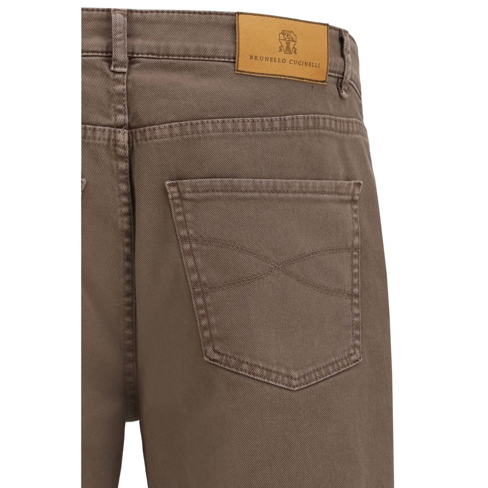 Brunello Cucinelli Braune Baumwolljeans im Relaxed Fit