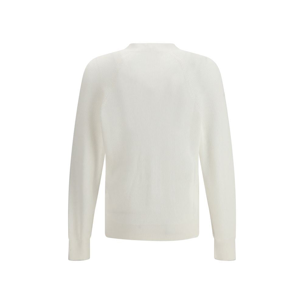 Brunello Cucinelli Weißer Strickcardigan aus Baumwolle