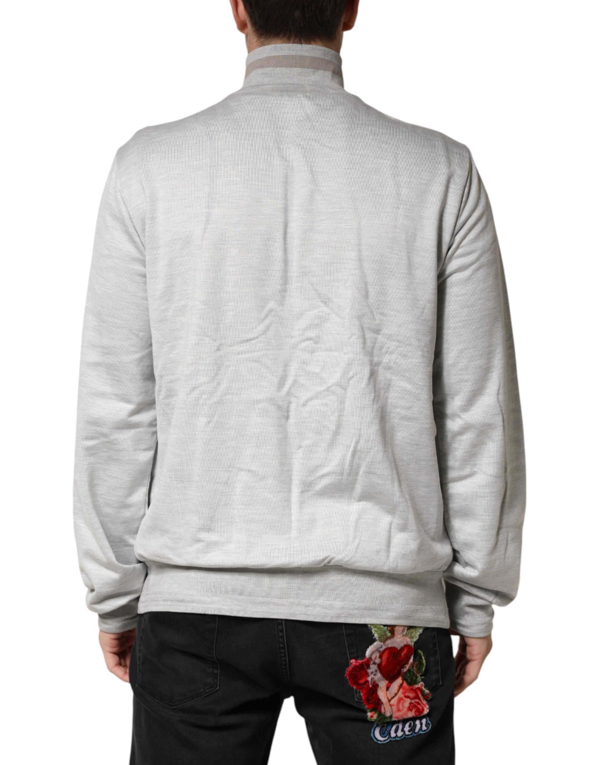 Dolce & Gabbana Hellgrauer Baumwoll-Strickjacke mit Reißverschluss