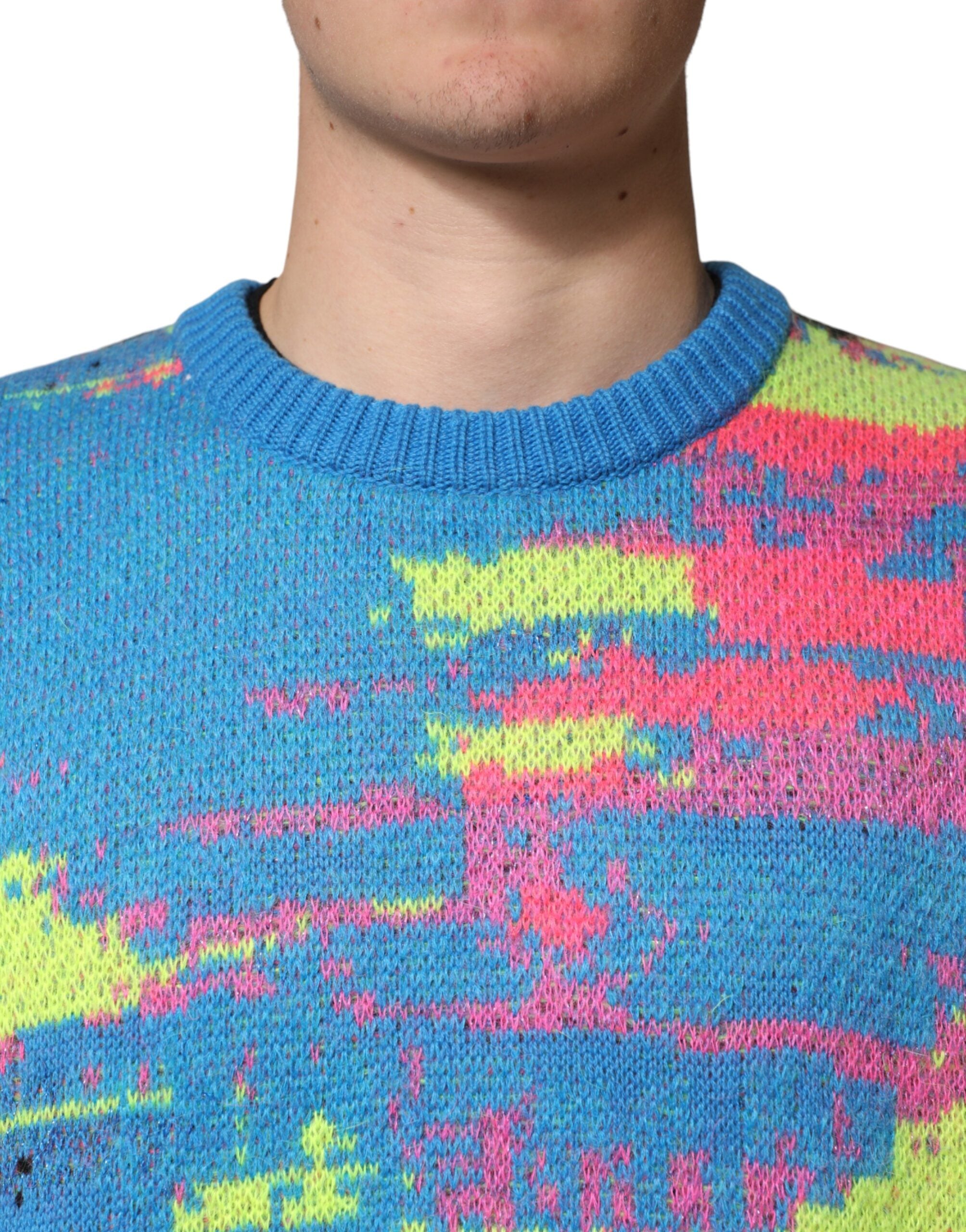 Dolce & Gabbana Mehrfarbiger Herren Pullover mit Rundhalsausschnitt