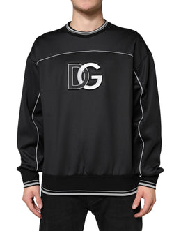 Dolce & Gabbana Schwarzer DG Logo Rundhals-Sweatshirt Pullover