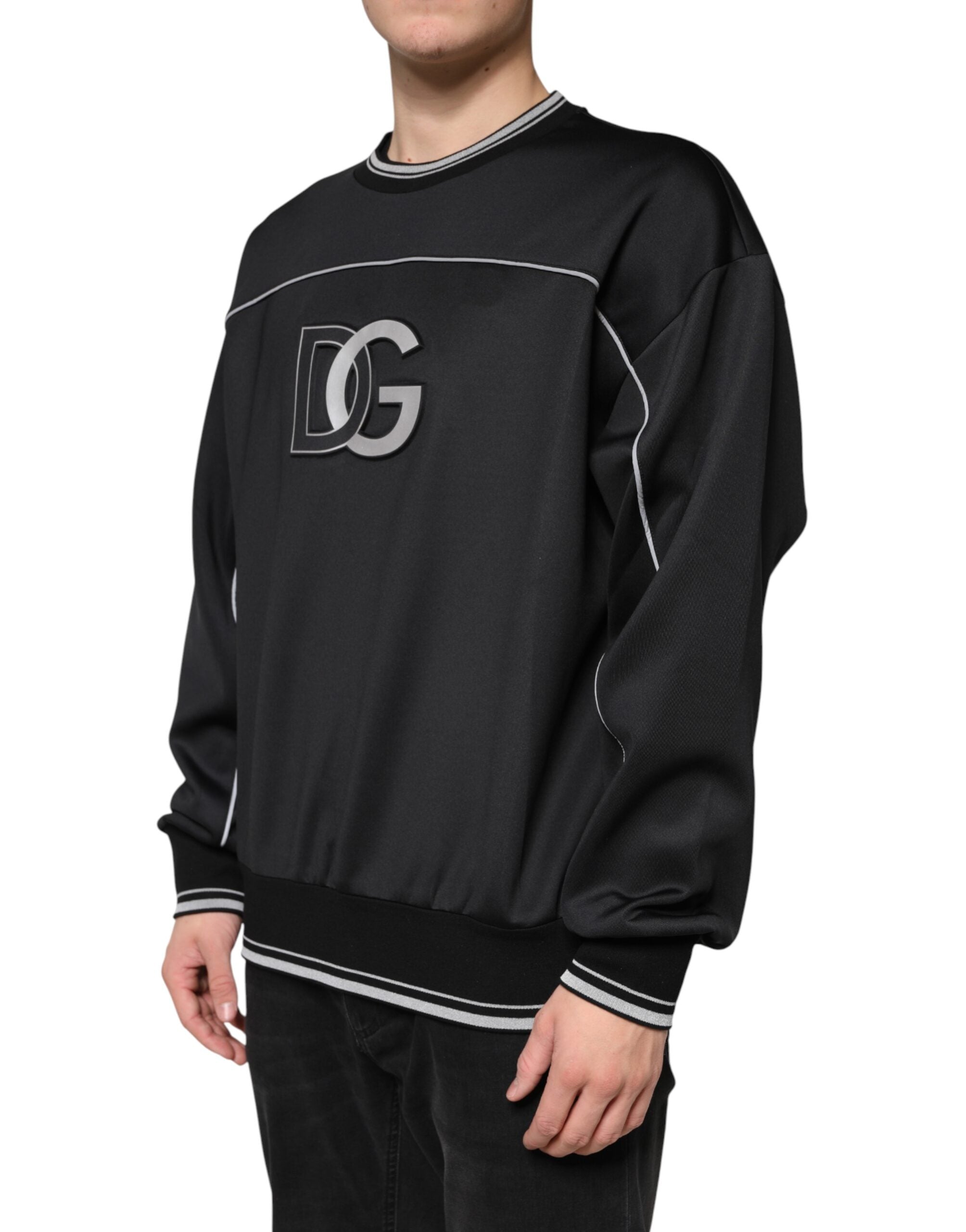 Dolce & Gabbana Schwarzer DG Logo Rundhals-Sweatshirt Pullover