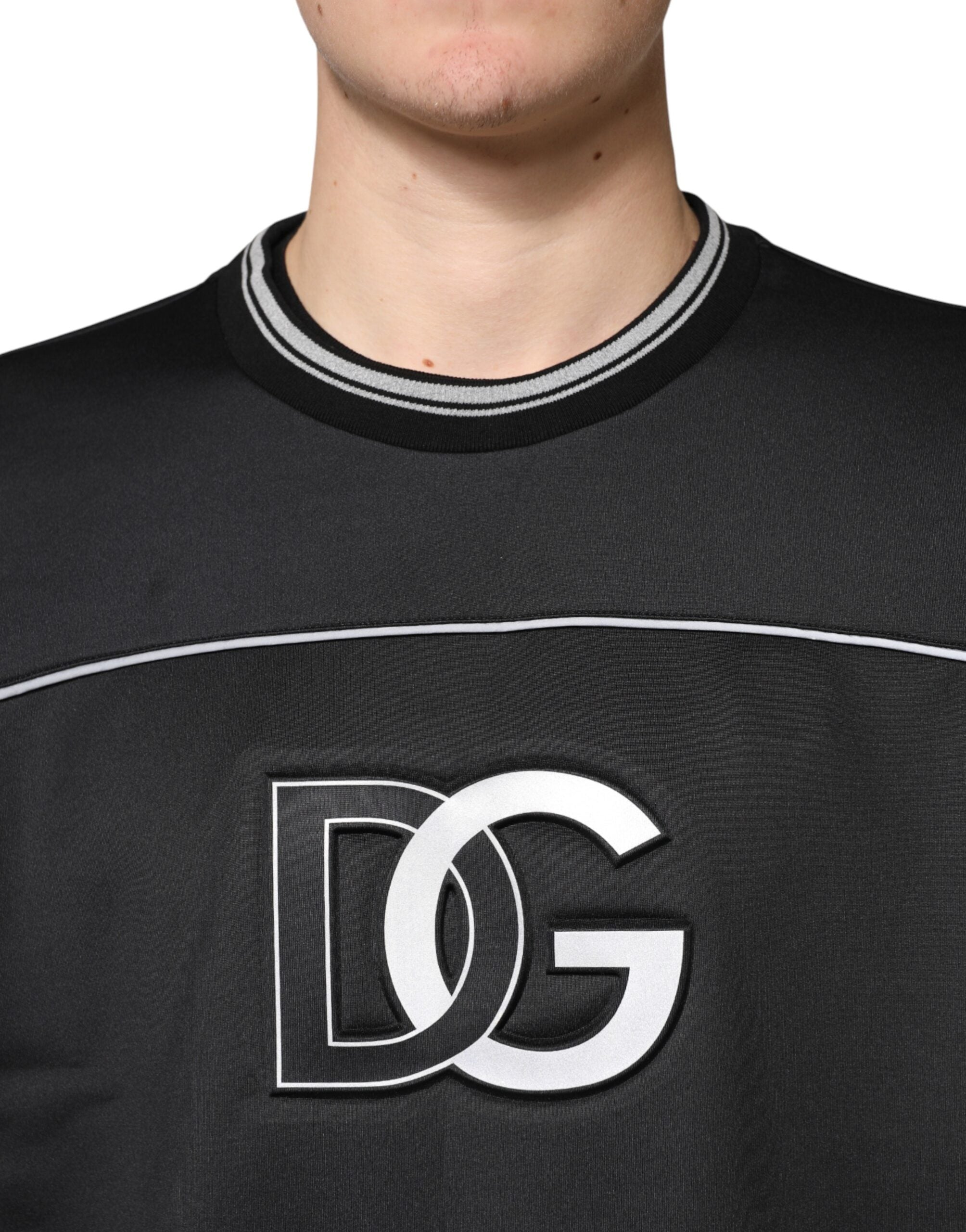 Dolce & Gabbana Schwarzer DG Logo Rundhals-Sweatshirt Pullover