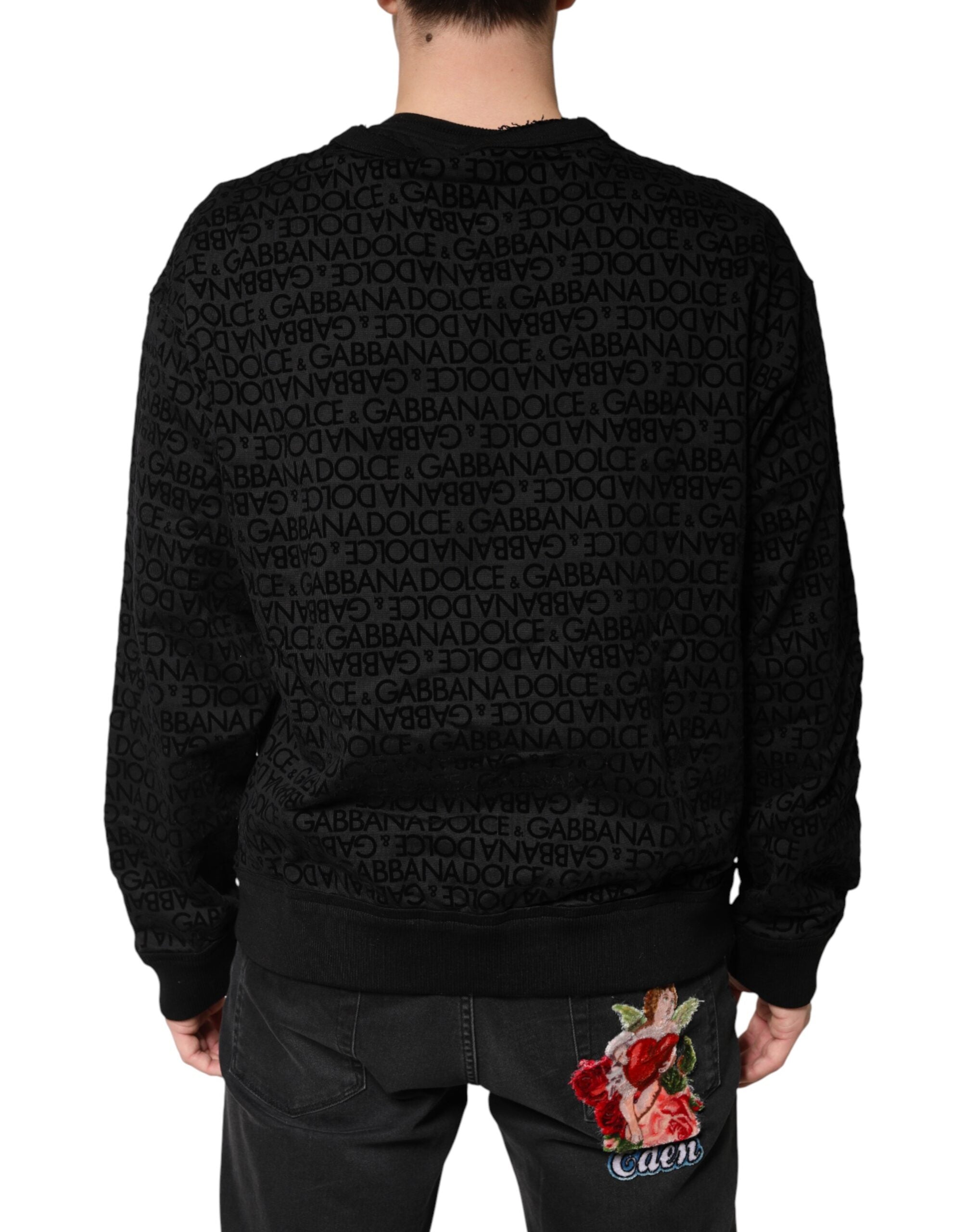 Dolce & Gabbana Schwarzer Rundhals-Sweatshirtpullover mit Monogramm