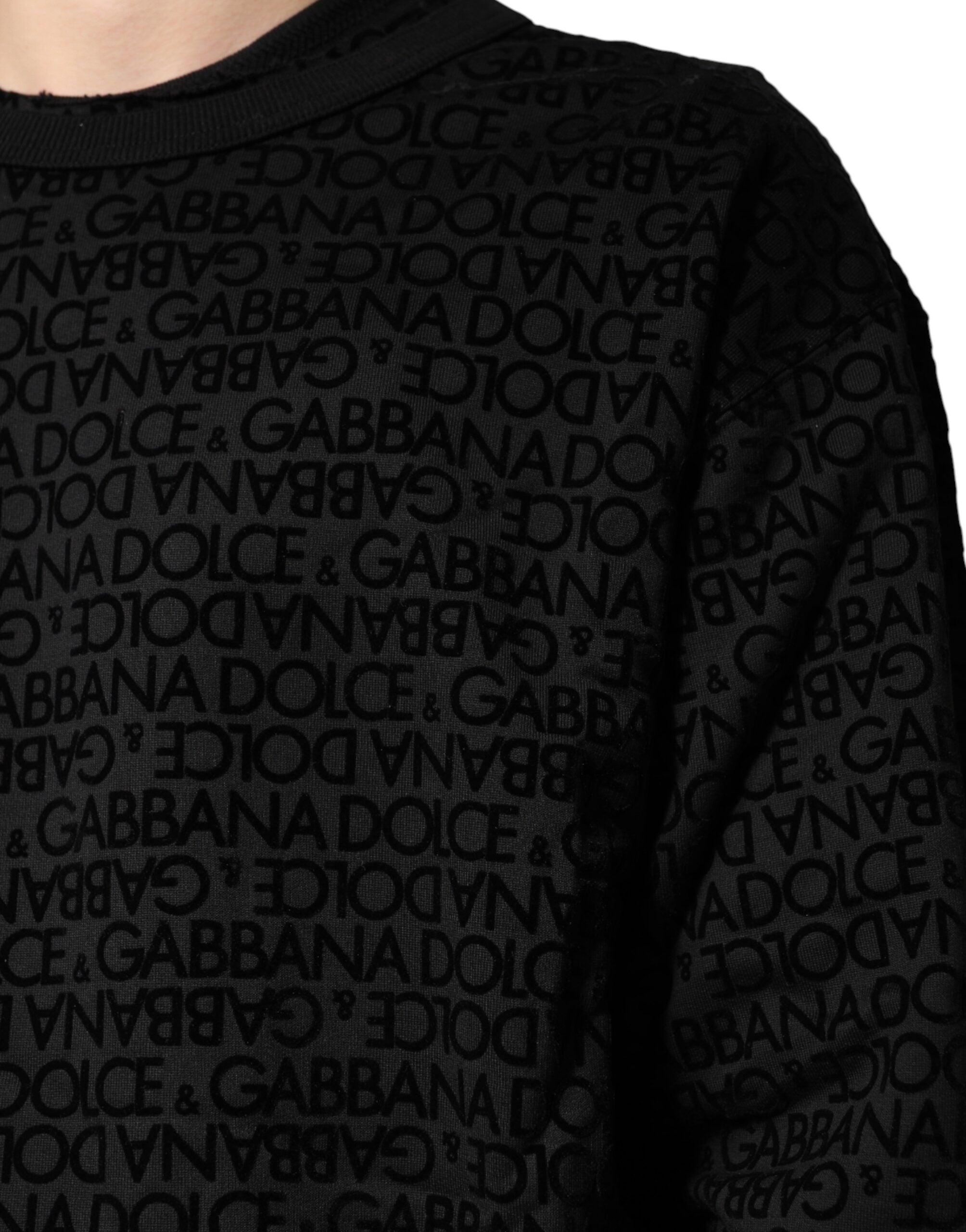 Dolce & Gabbana Schwarzer Rundhals-Sweatshirtpullover mit Monogramm