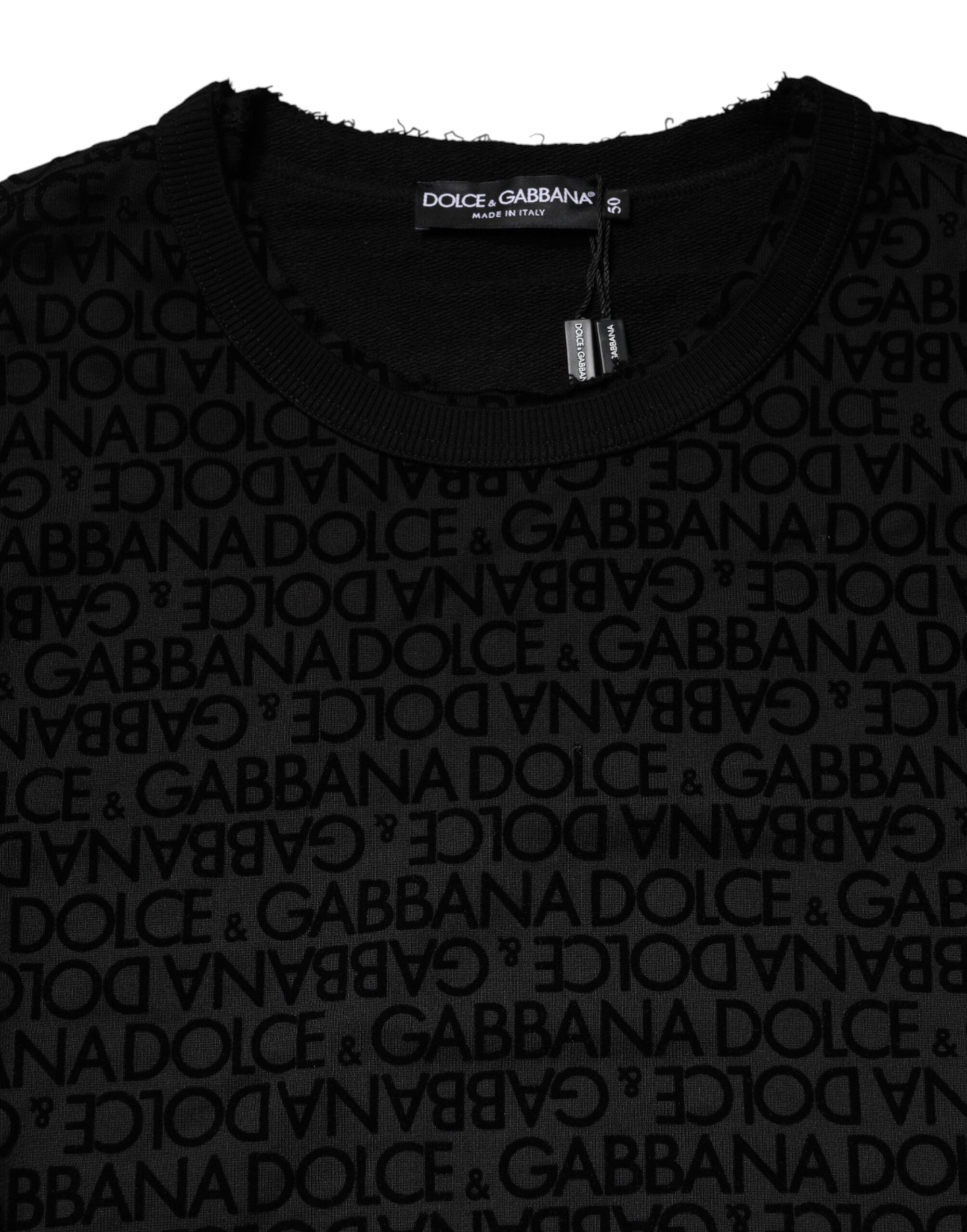 Dolce & Gabbana Schwarzer Rundhals-Sweatshirtpullover mit Monogramm