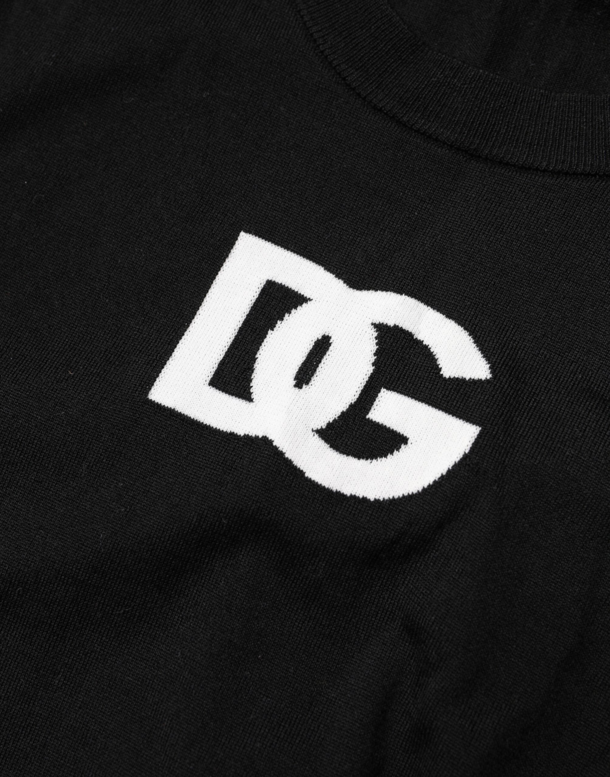 Dolce & Gabbana Schwarzer Woll-Rundhals-Pullover für Herren