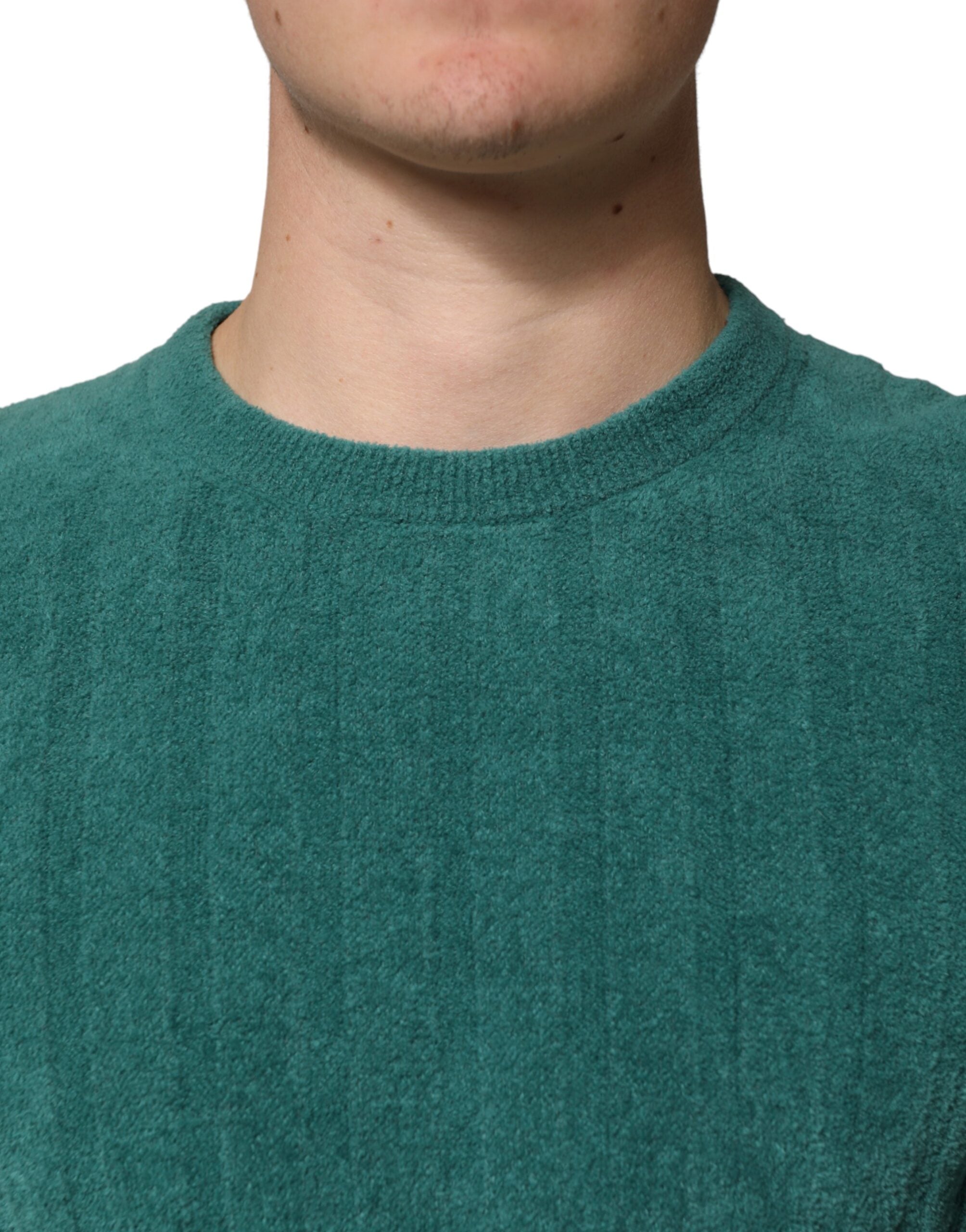 Dolce & Gabbana Dunkelgrünes Herren-T-Shirt mit Rundhalsausschnitt aus Baumwollmischung