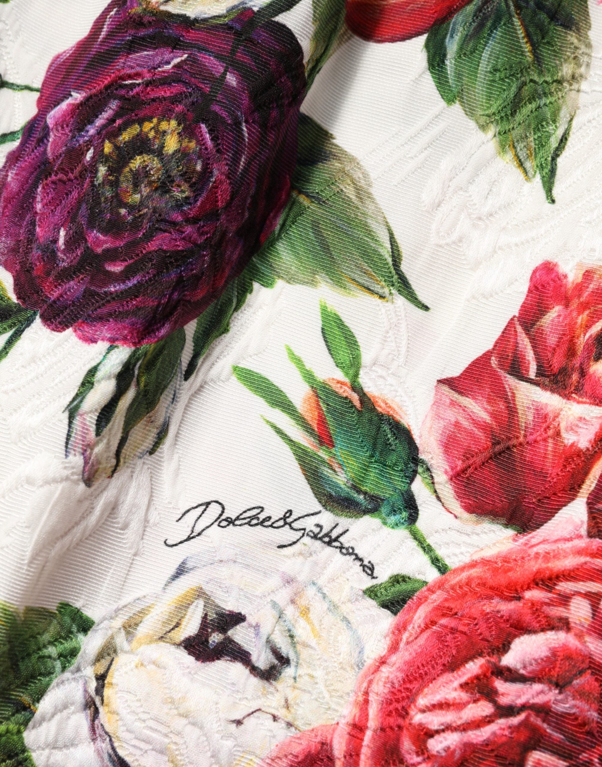 Dolce & Gabbana Weißes Etui-Minikleid mit Blumenstickerei