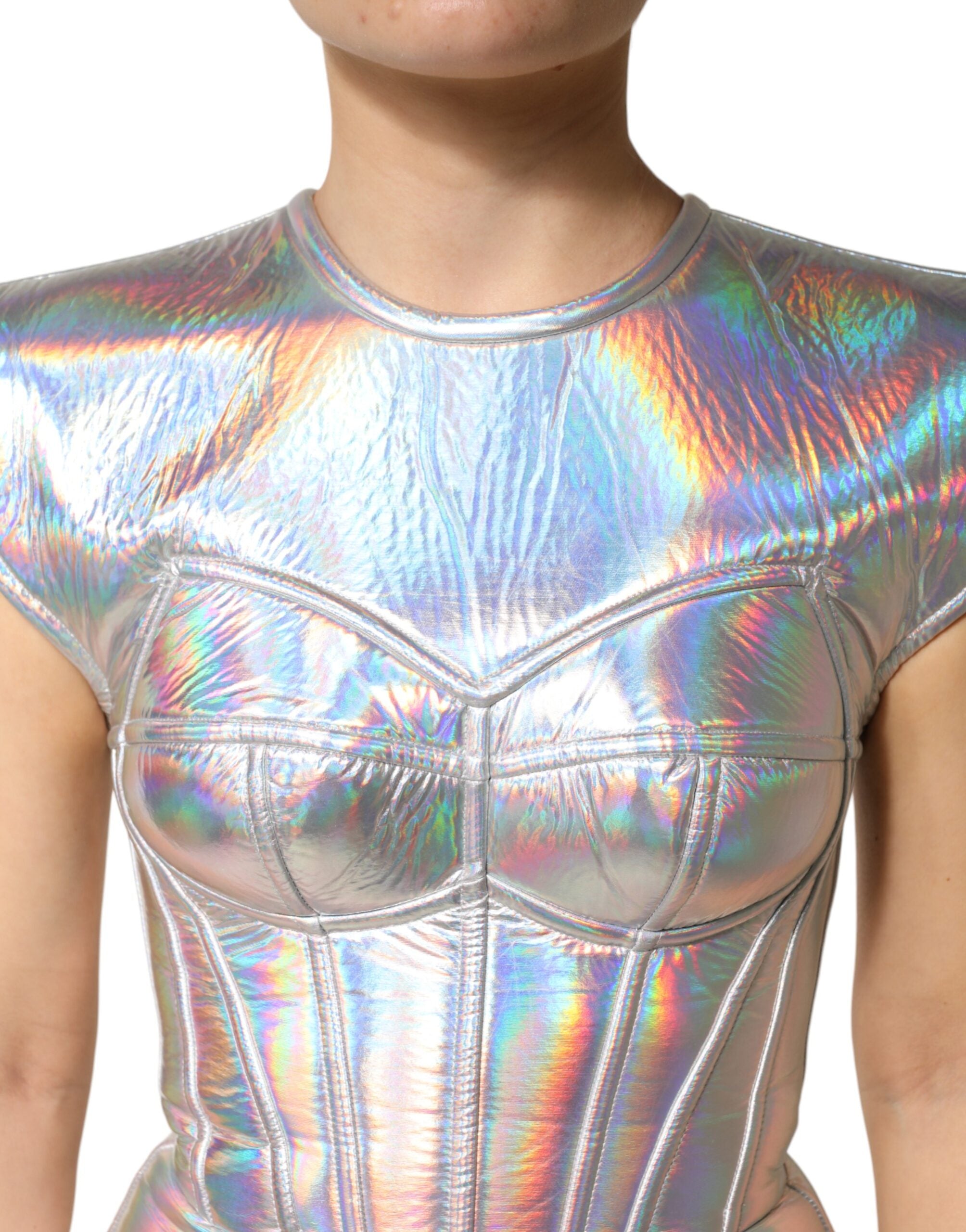 Dolce & Gabbana Silber schillerndes Bodycon Etui-Midikleid