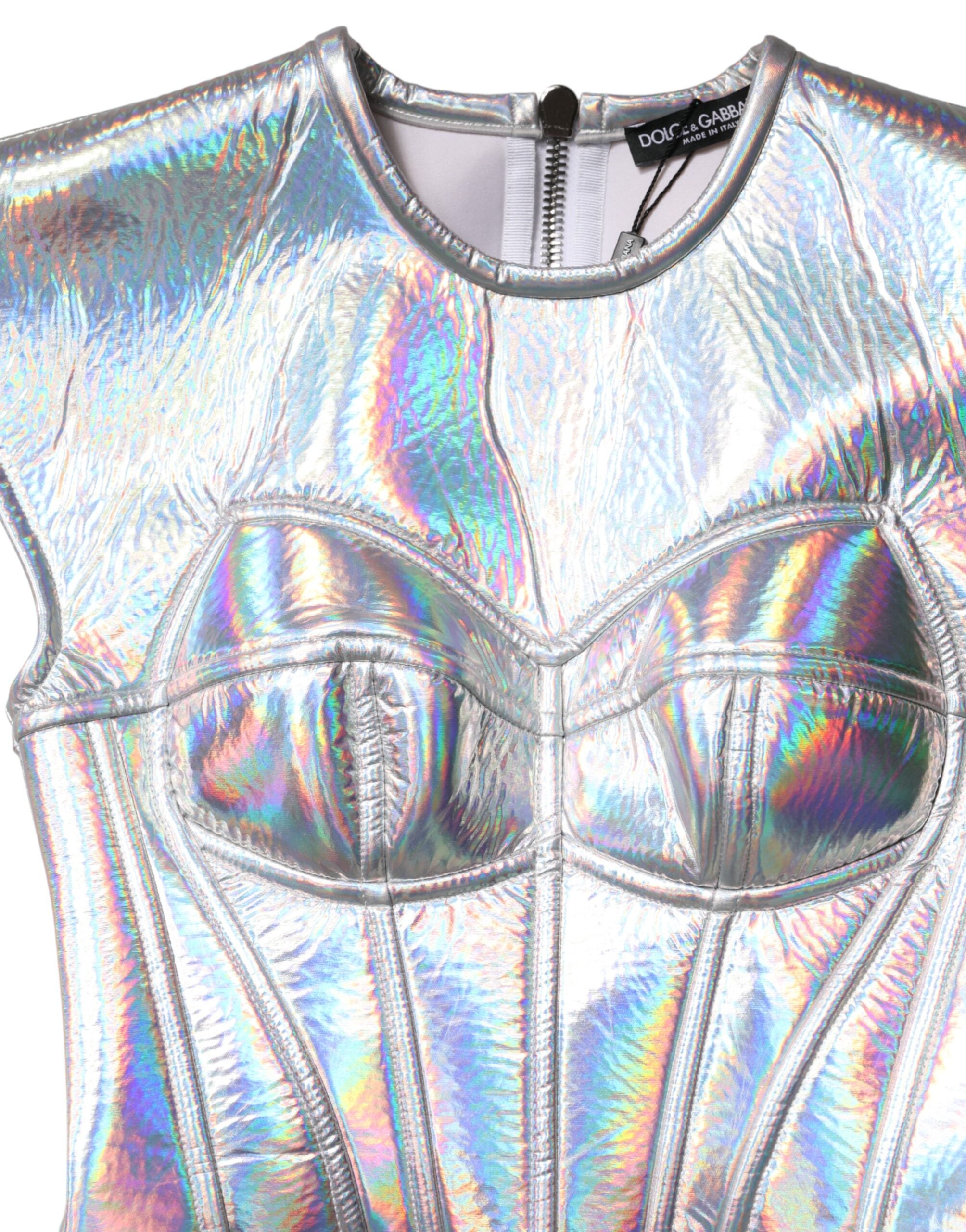 Dolce & Gabbana Silber schillerndes Bodycon Etui-Midikleid